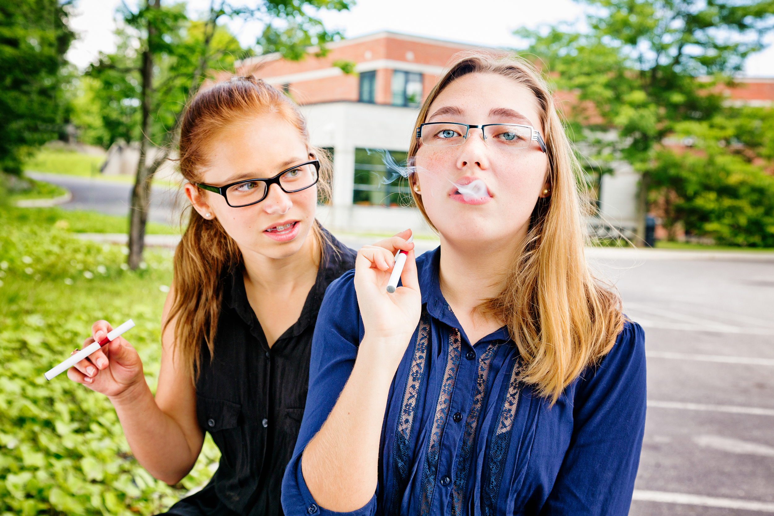 Young girls smoking