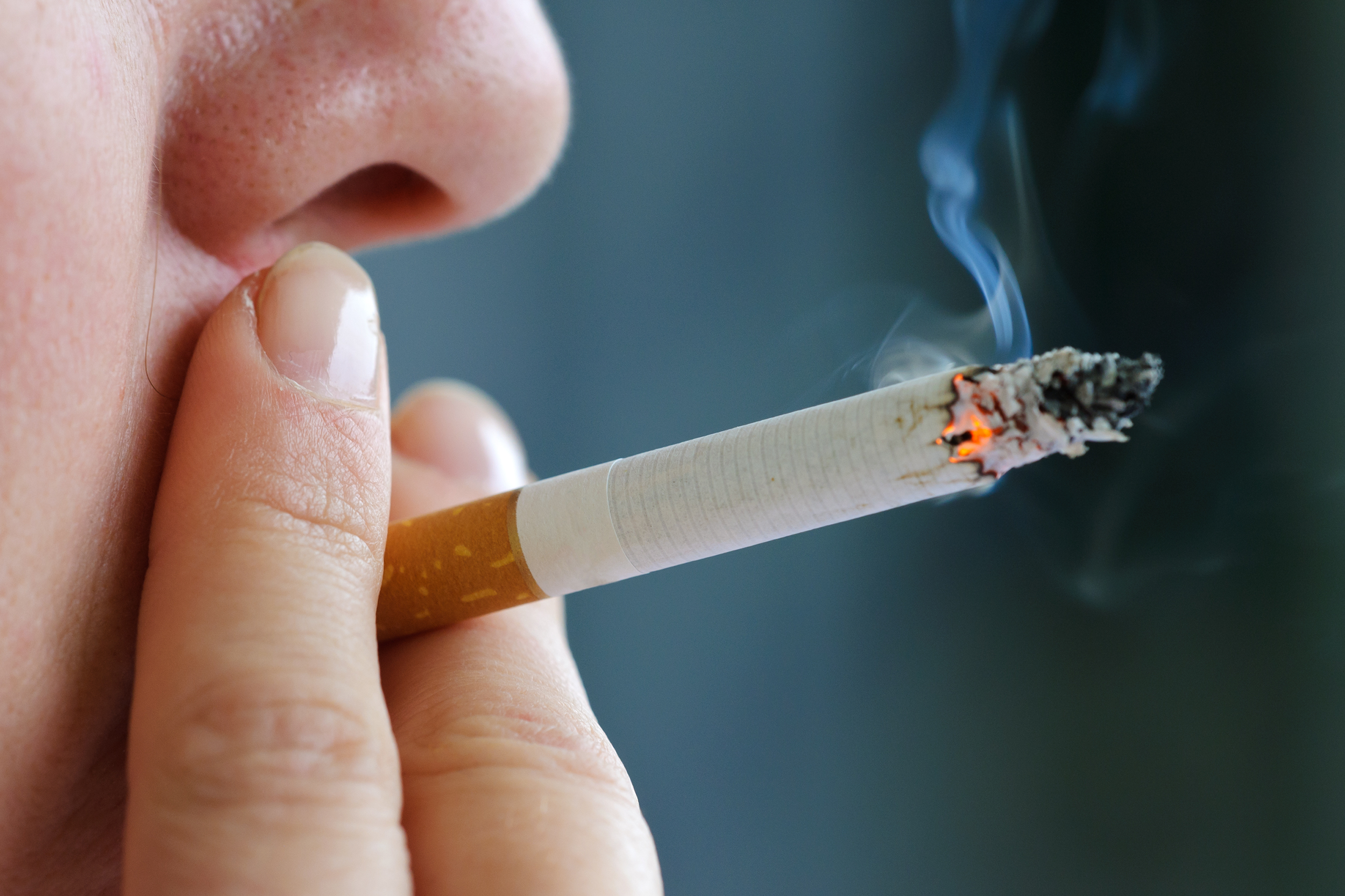 Smoking a cigarette