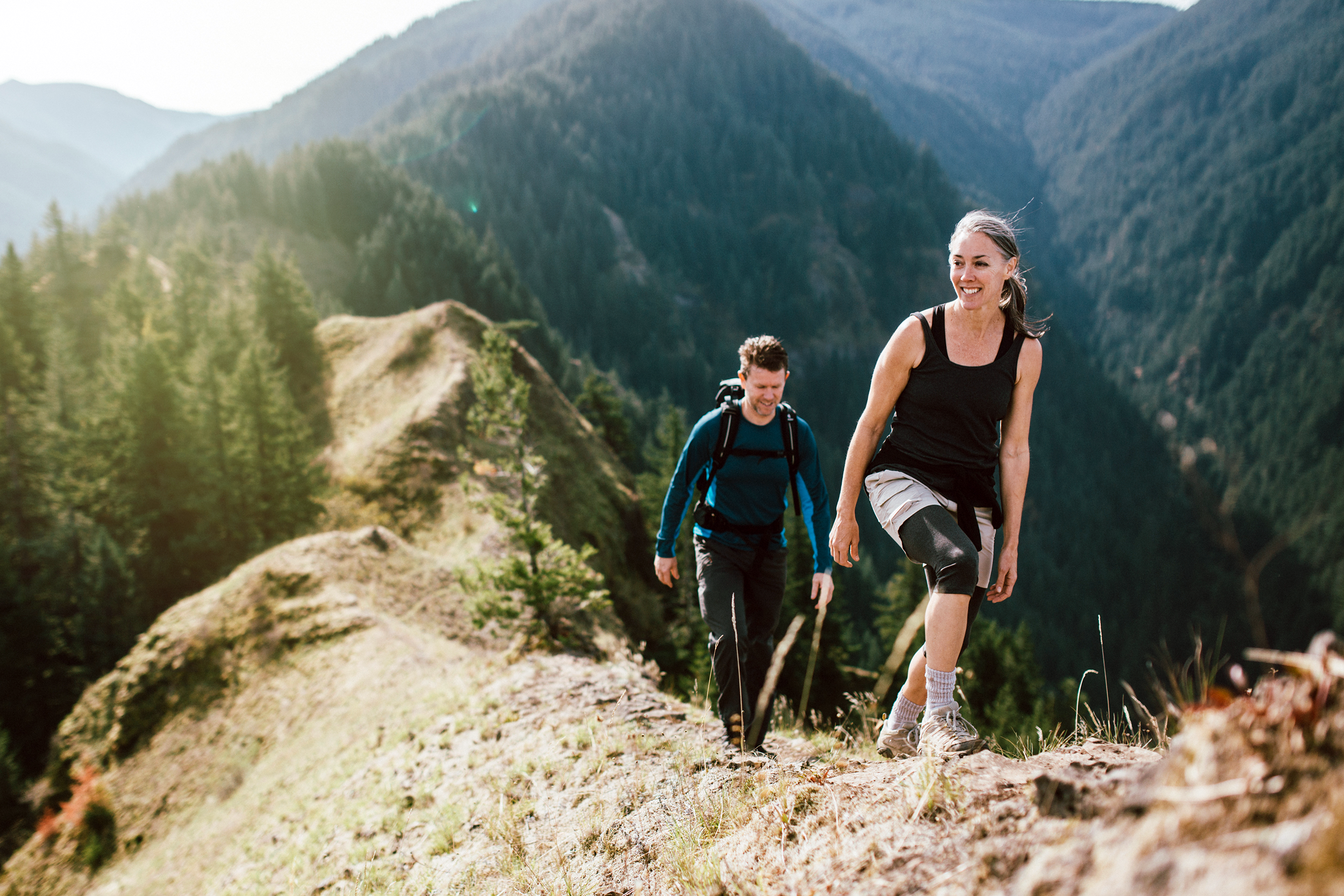 Couple hiking on a mountain
