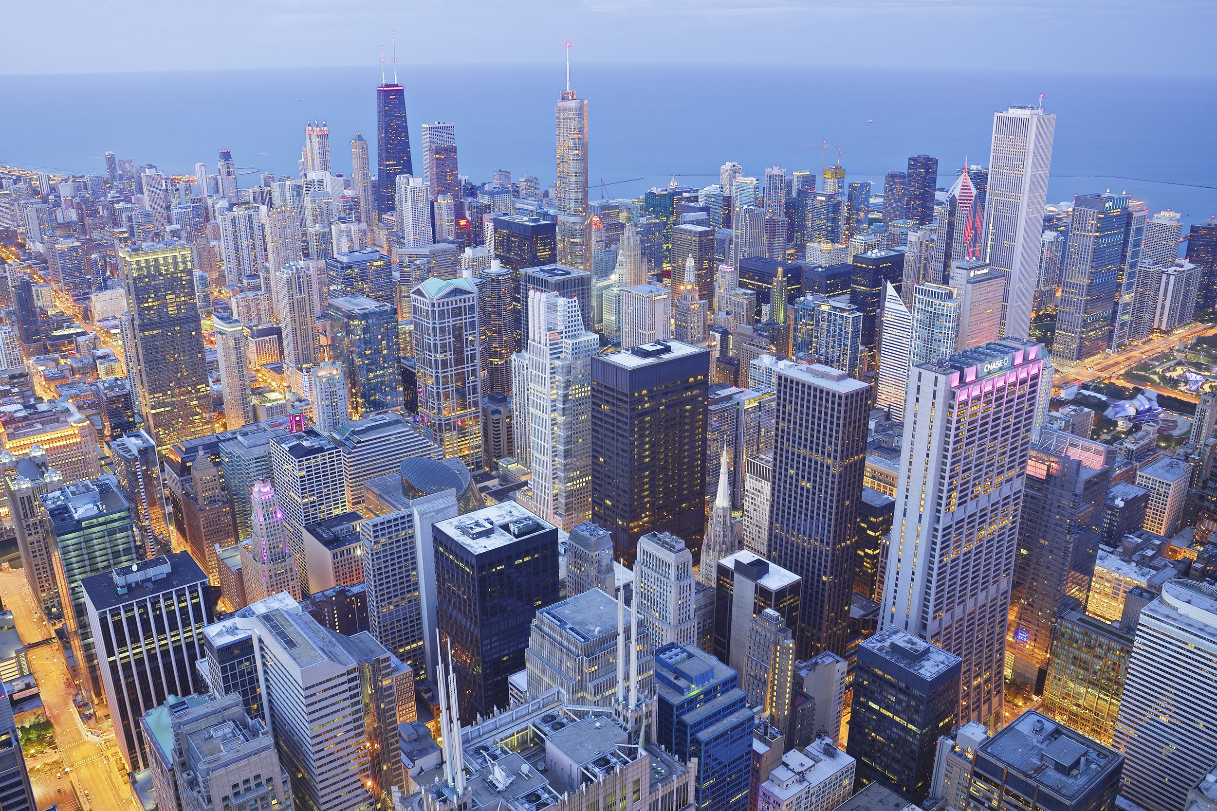 Chicago skyline at dusk