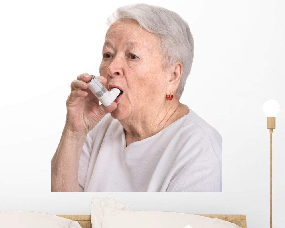 Senior Woman with Asthma Wall Decal