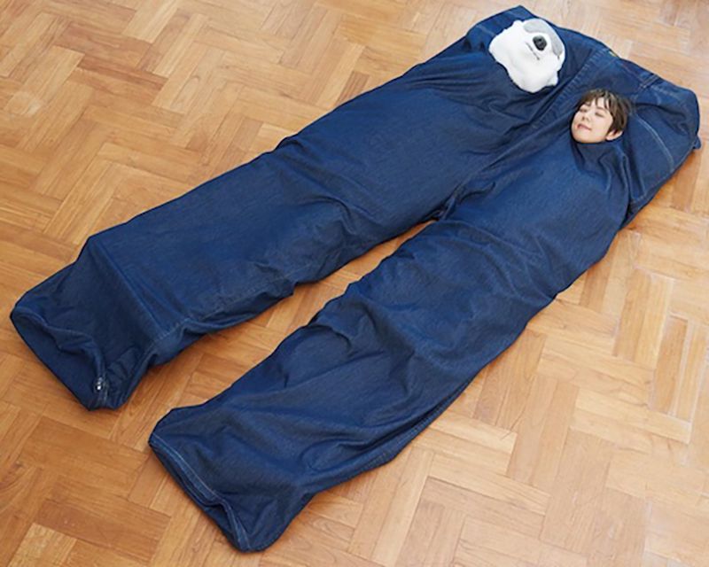 Super Big Wrapped in Warmth Happy Furry Jeans Sleeping Bag