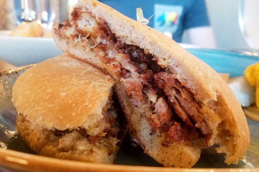 pork collar schnitzel sandwich at Band of Bohemia in Chicago