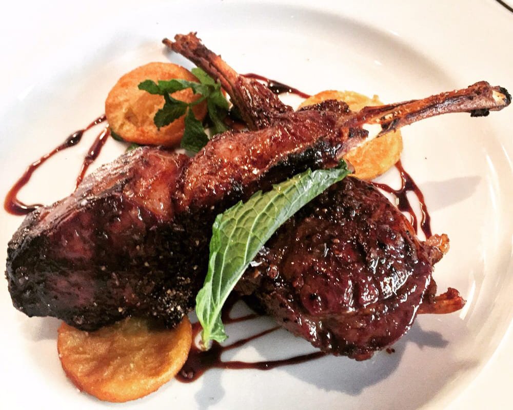 lamb chop with yellow pepper harissa at La Sirena in New York