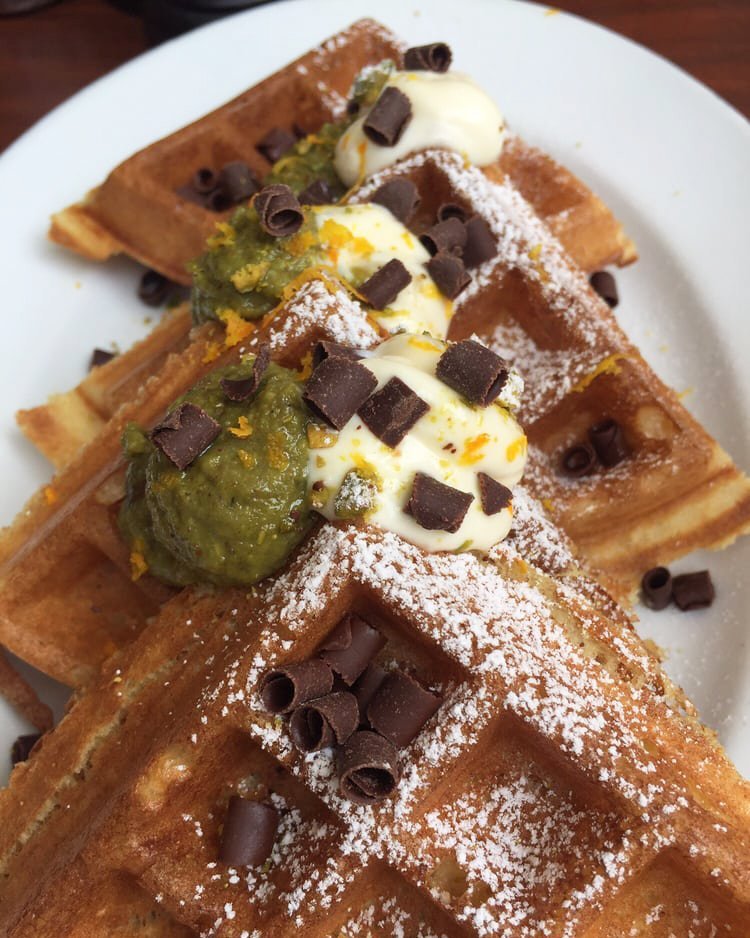 coconut macaroon waffles at Blue Duck Tavern in Washington, D.C.