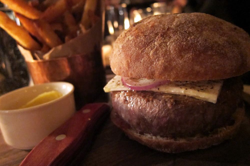 beef and bacon cheeseburger at The Breslin in New York