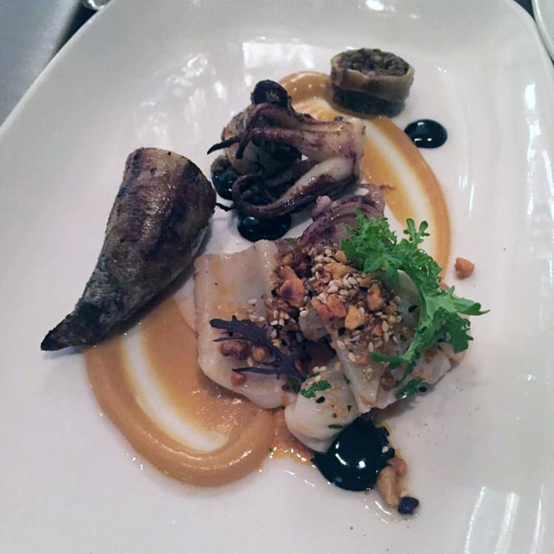 steelhead trout with squid ink at Sepia in Chicago
