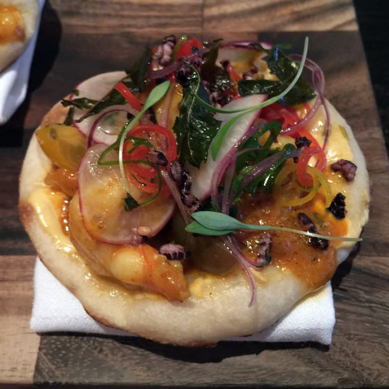 curried shrimp naan at Compton Place in San Francisco