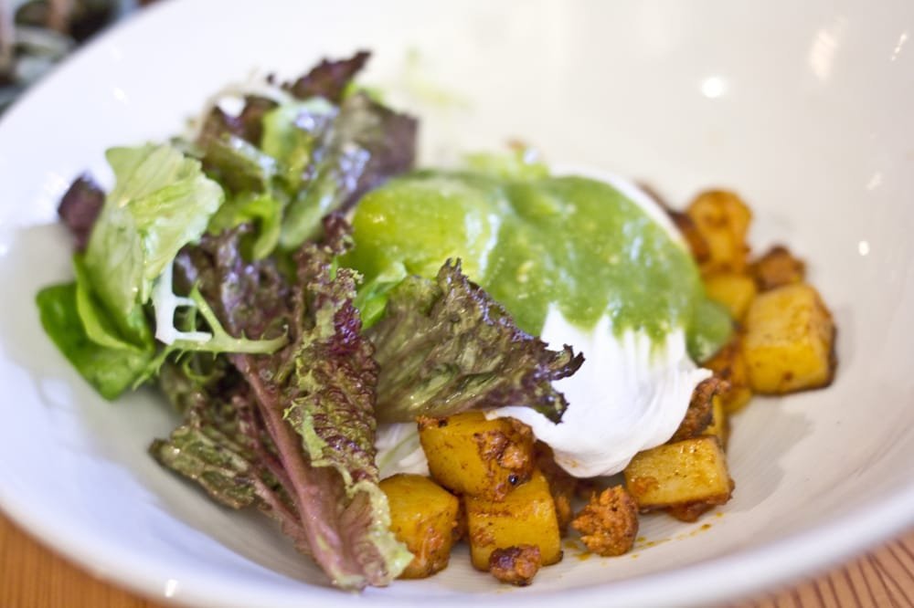 duck pastrami hash and eggs at Meadowsweet in New York