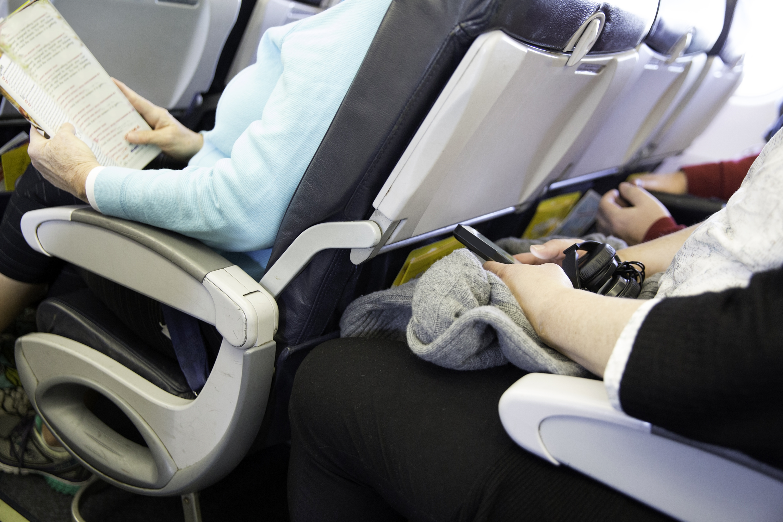 Cramped airplane seats