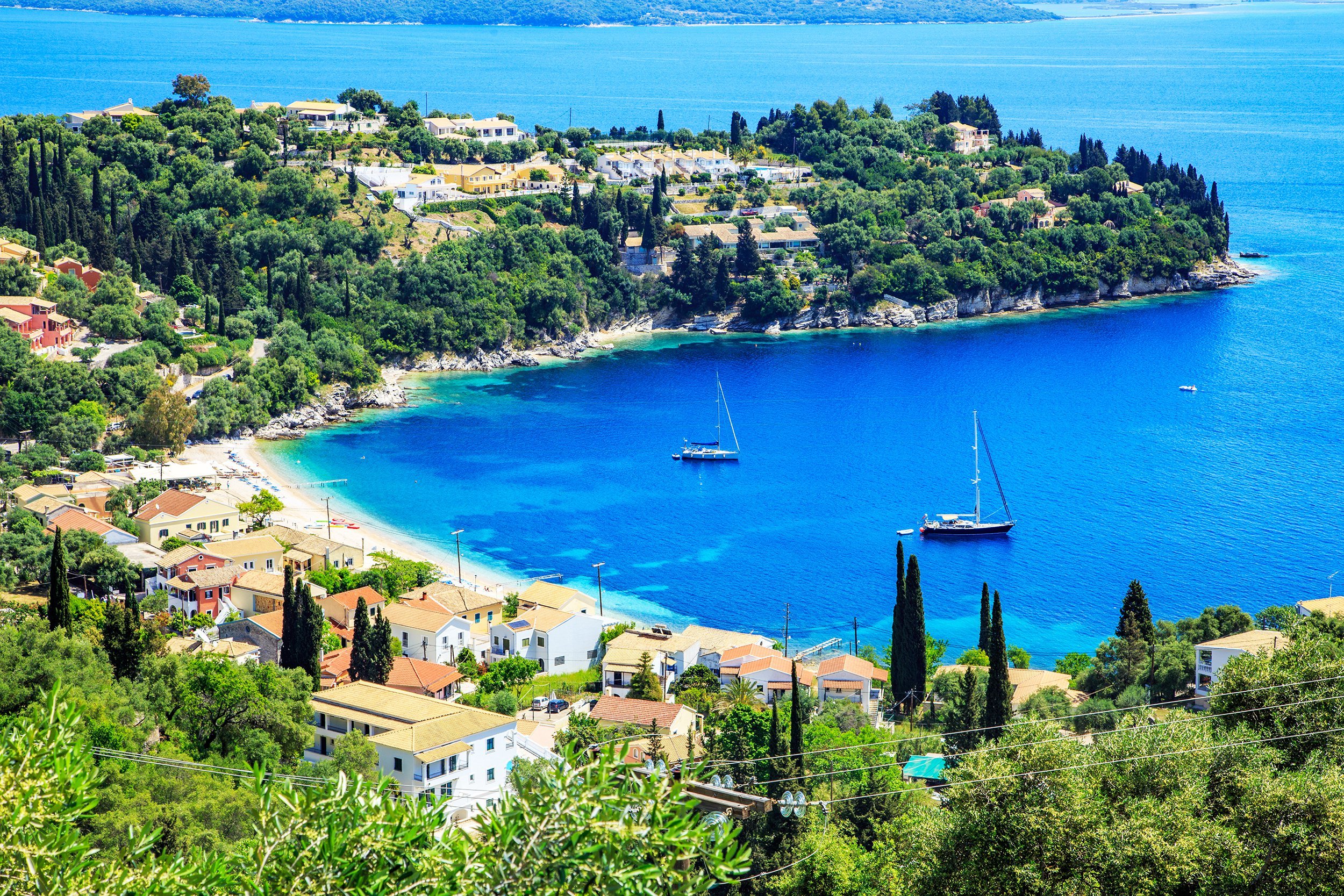 View of the coast in Corfu, Greece