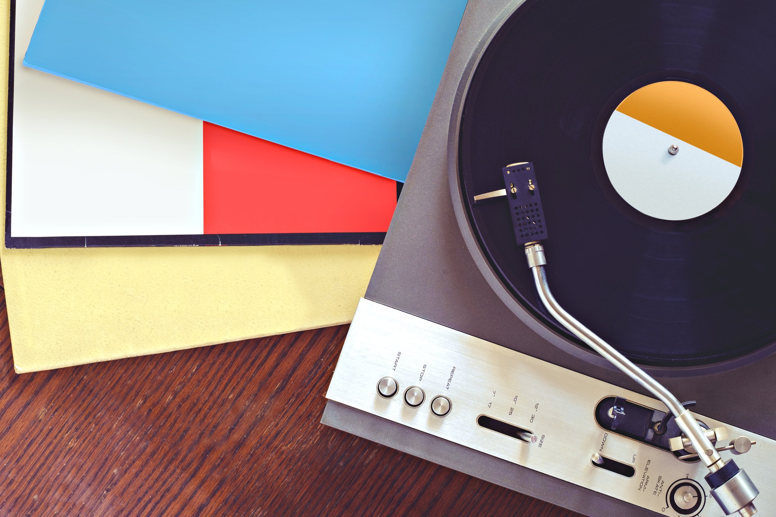 record player and vinyl records
