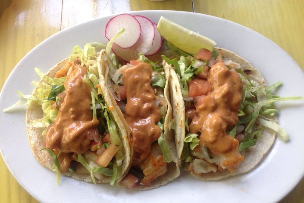 halibut fish tacos from La Carta de Oaxaca in Seattle, Washington