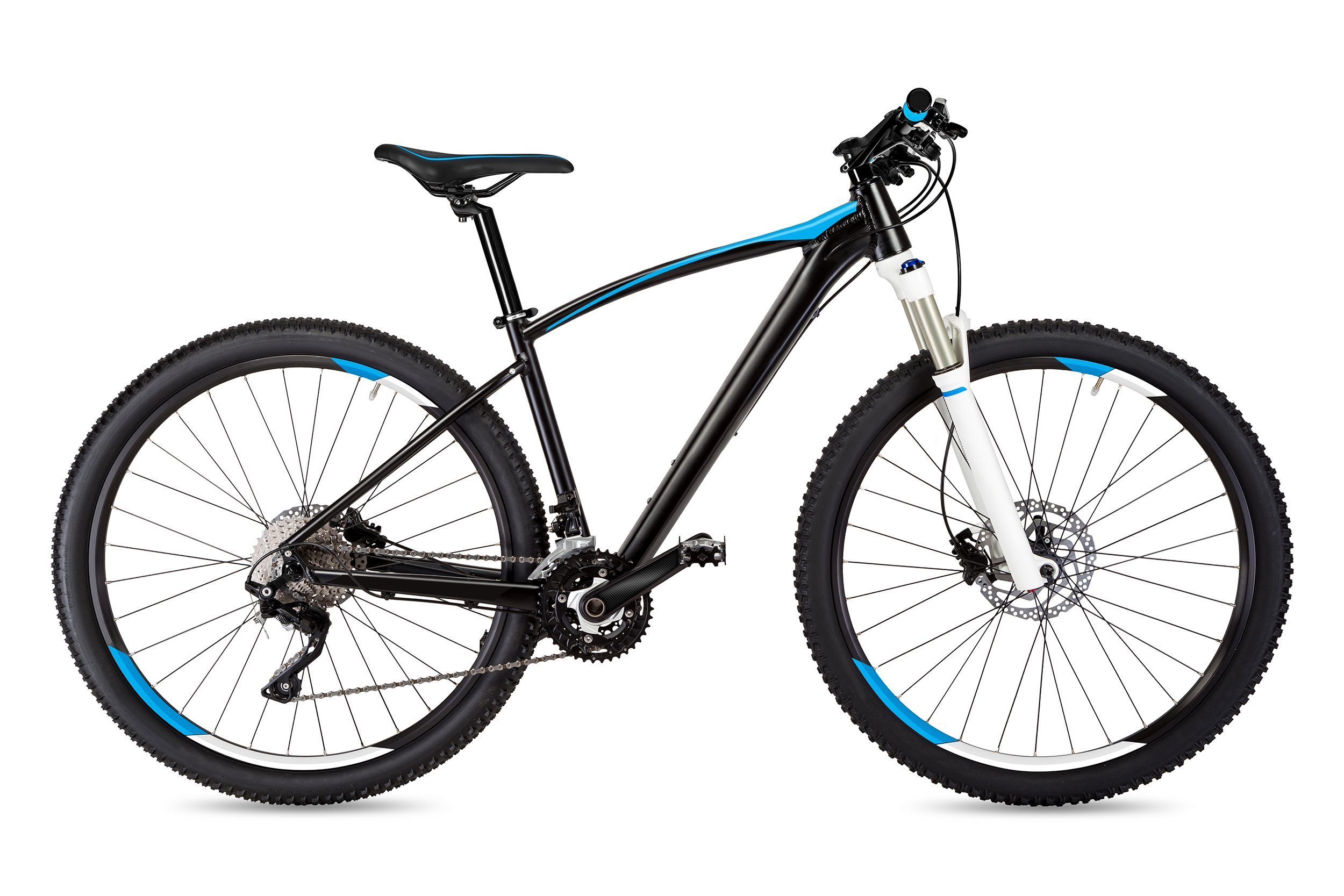 black blue mountain bike
