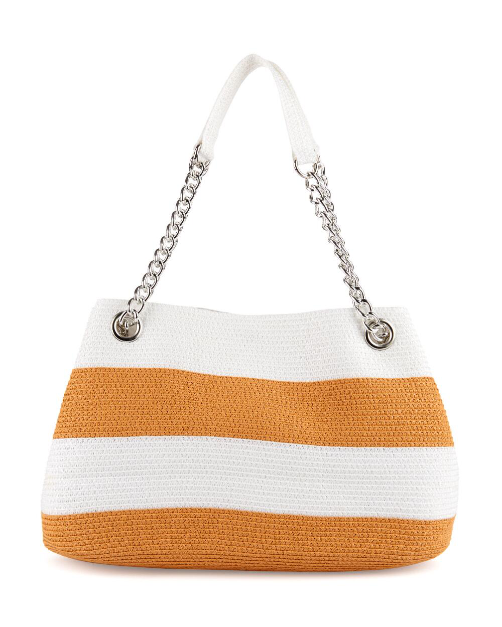 Magid Two Tone Straw Chain Satchel
