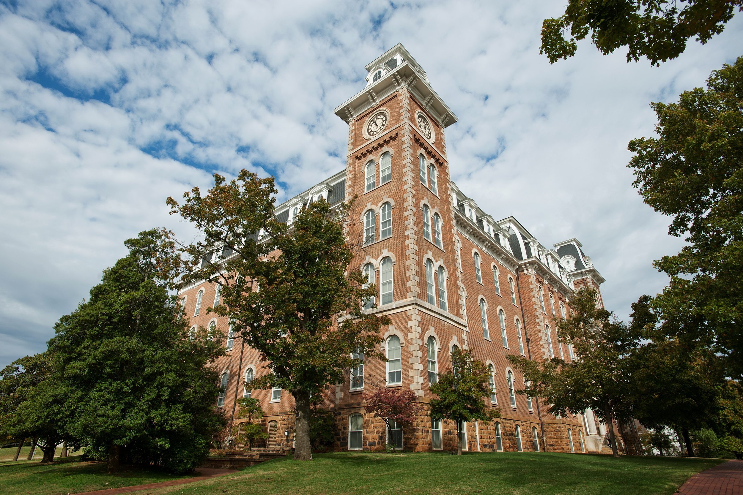 Old Main clock tower at University of Arkansas