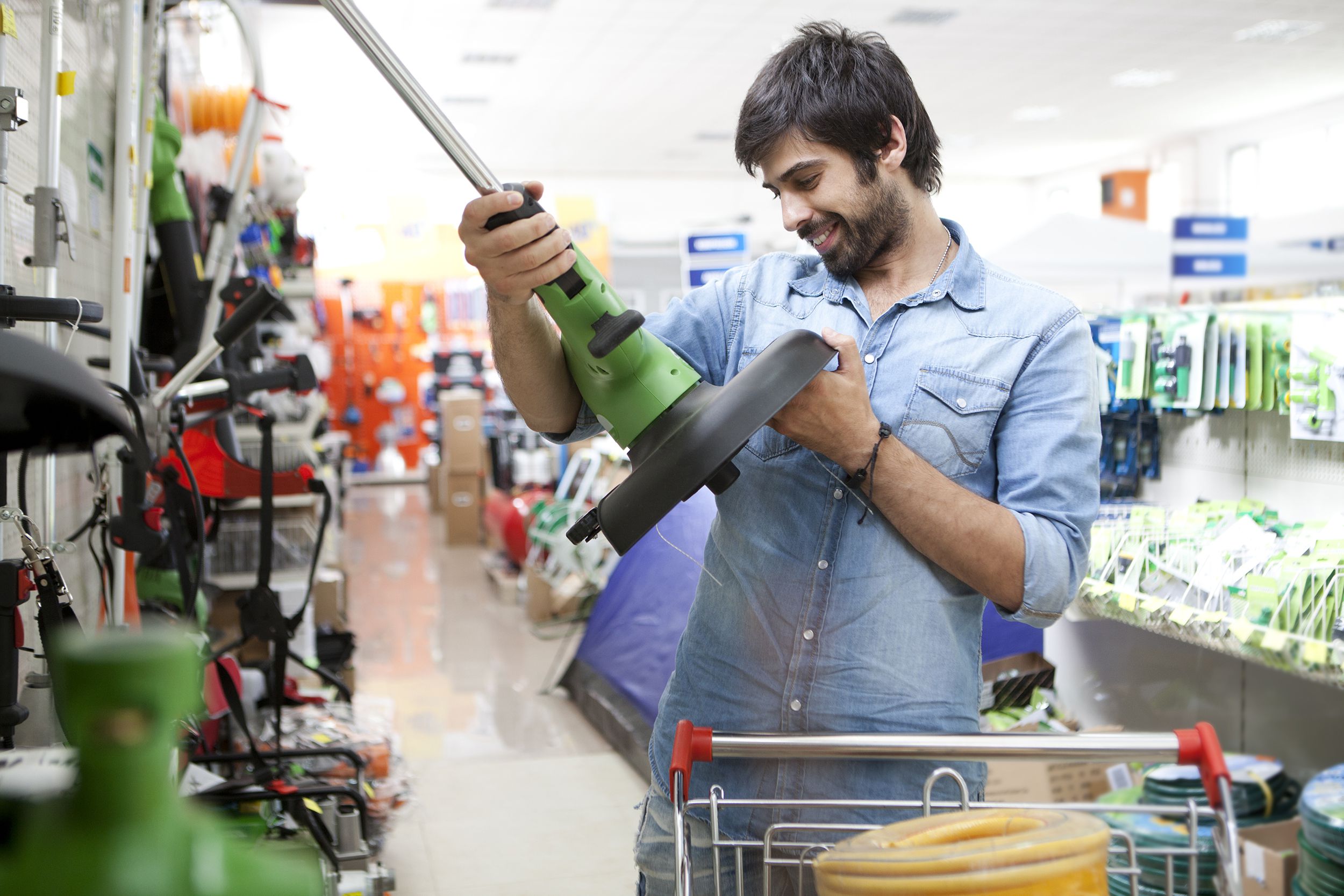 man shopping hardware store