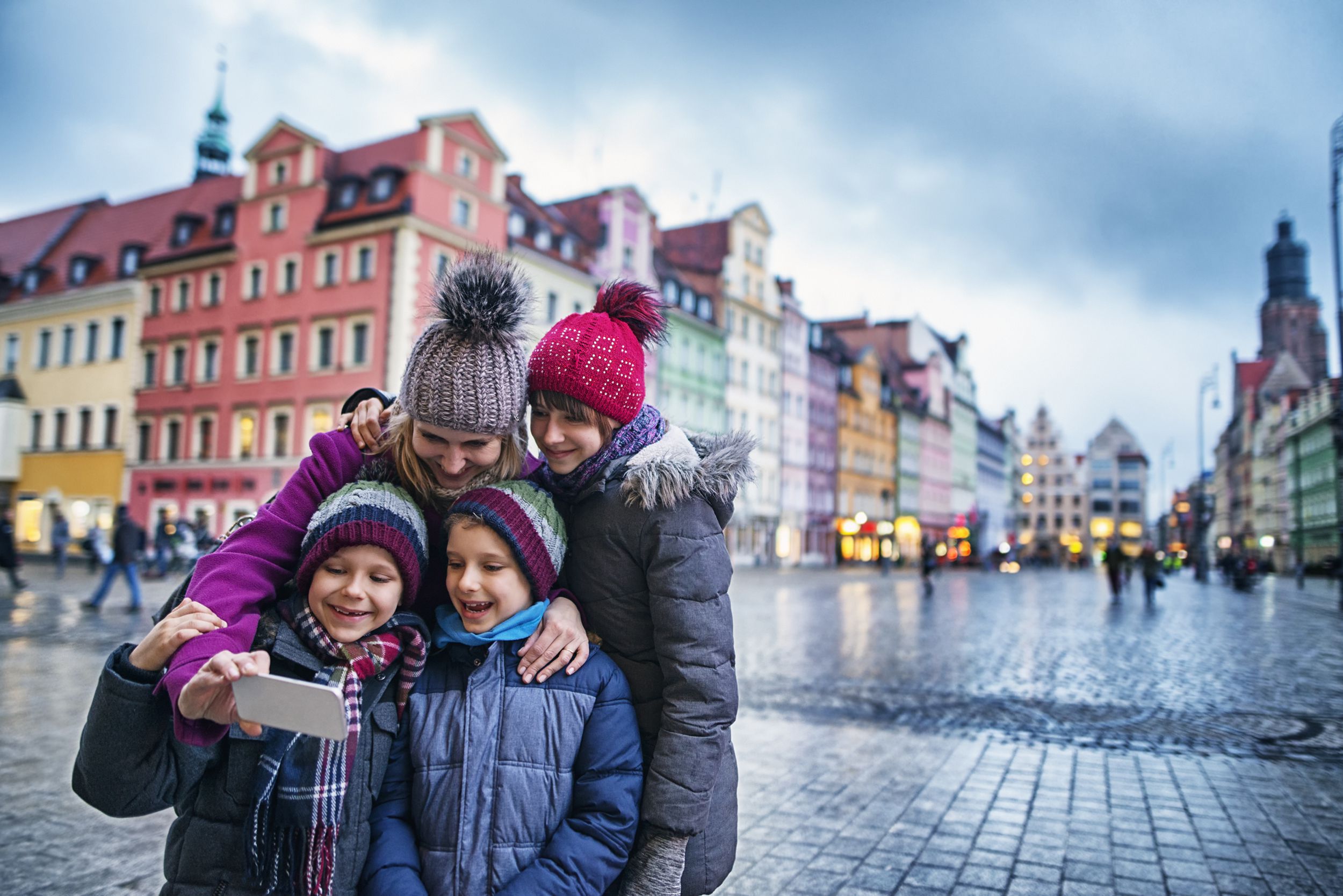 family sightseeing city of Wroclaw, Poland