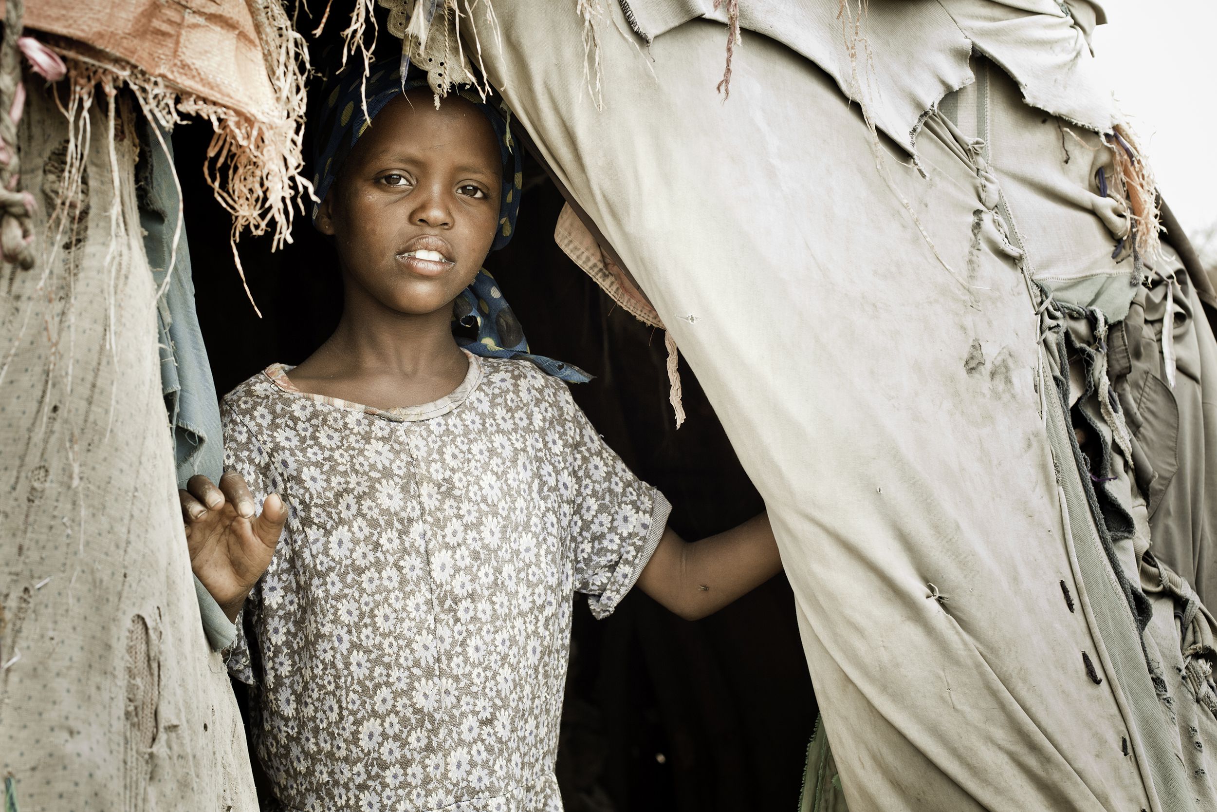 young Somali girl in a nomadic hut