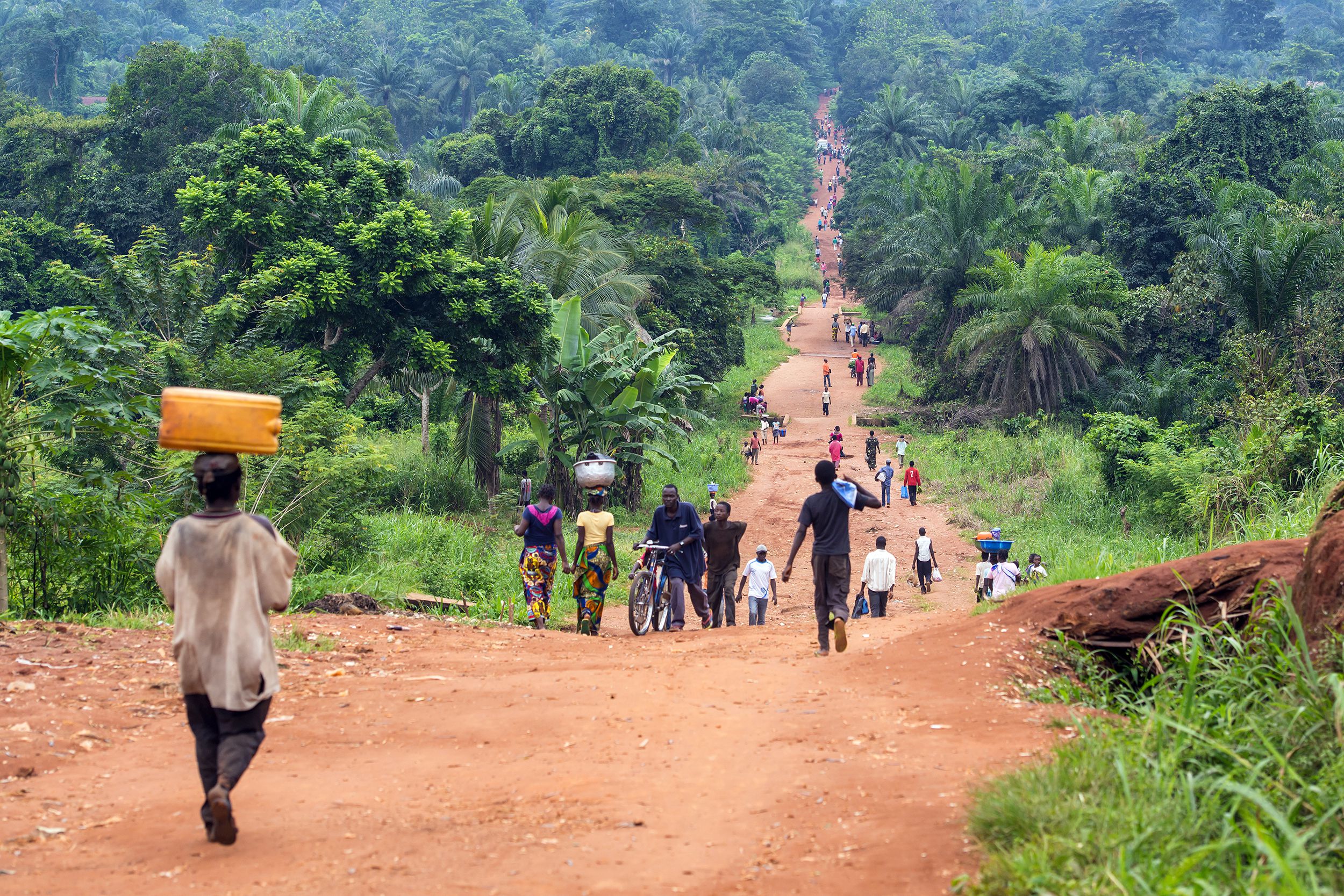 rural Road with a lot of pedestrians in Democratic Republic Of The Congo