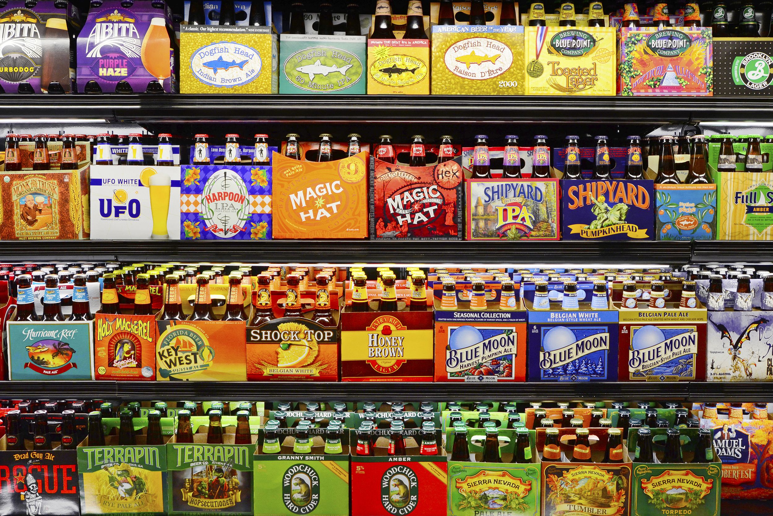 selection of craft beers at brewery