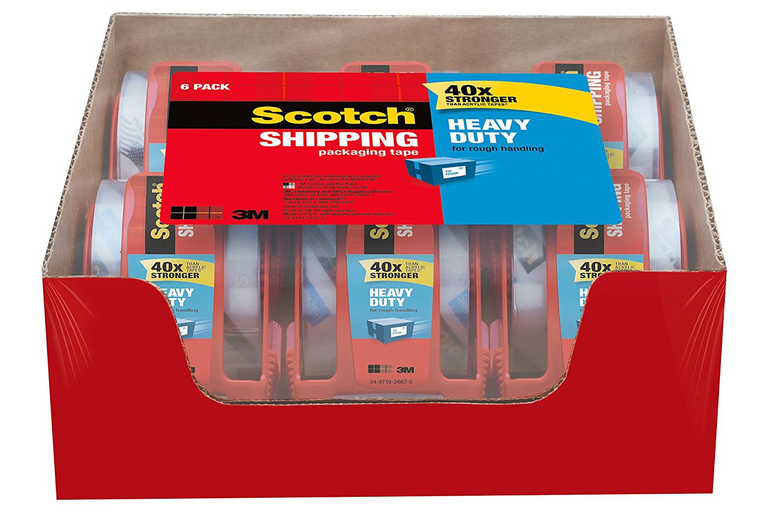 Scotch Heavy Duty Shipping and Packing Tape, 6 Ct.