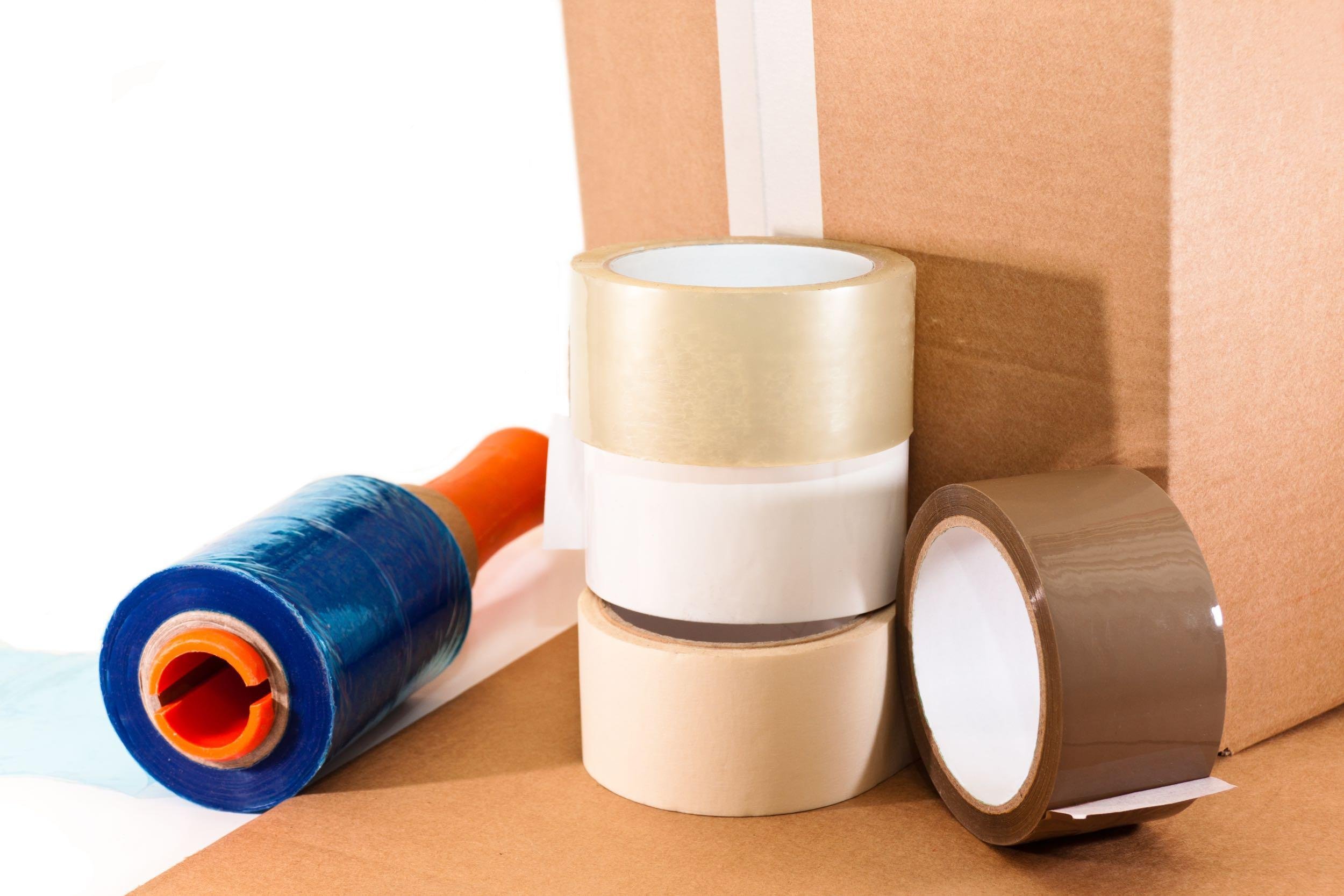 cardboard for packaging, adhesive tape and nylon