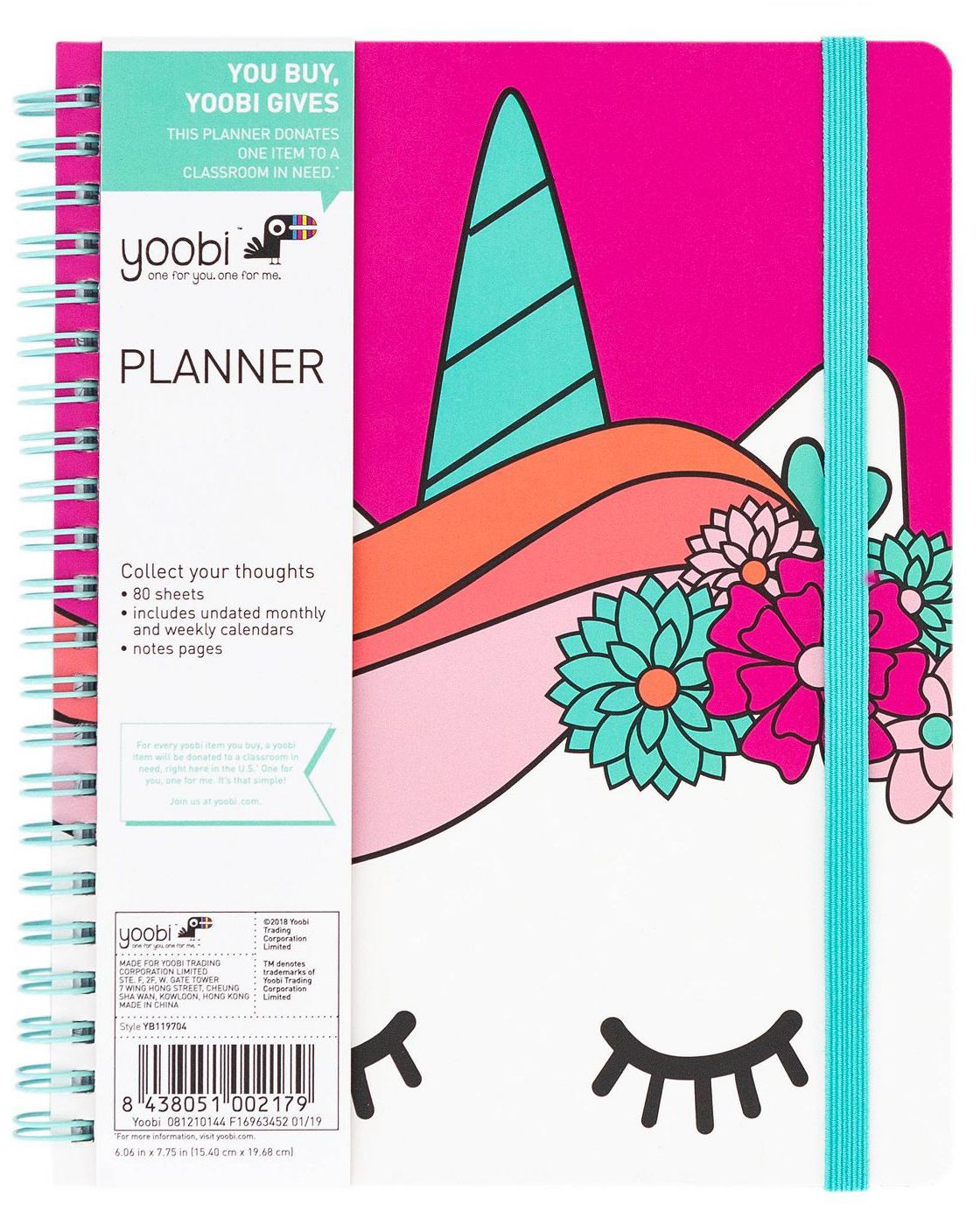 yoobi pink unicorn planner