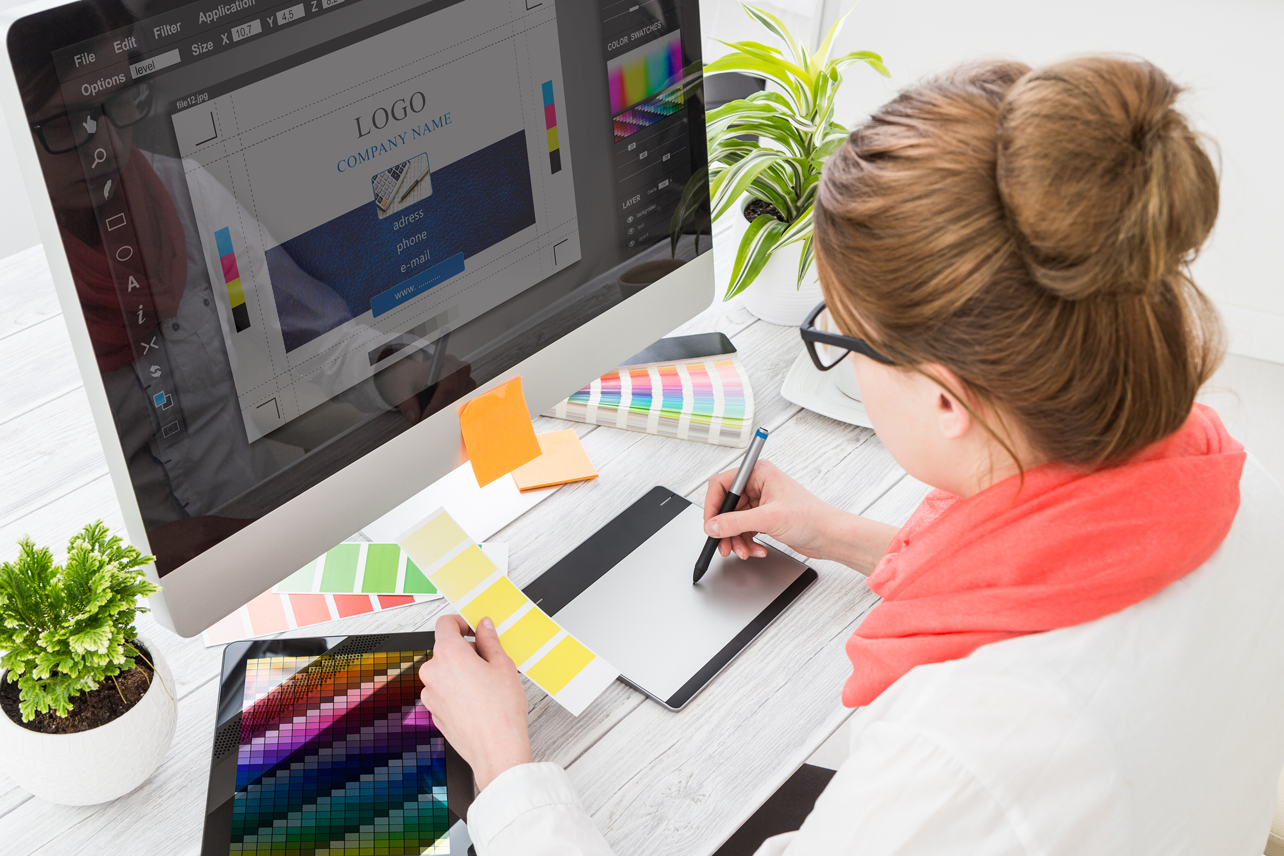 Graphic Designer working on her computer