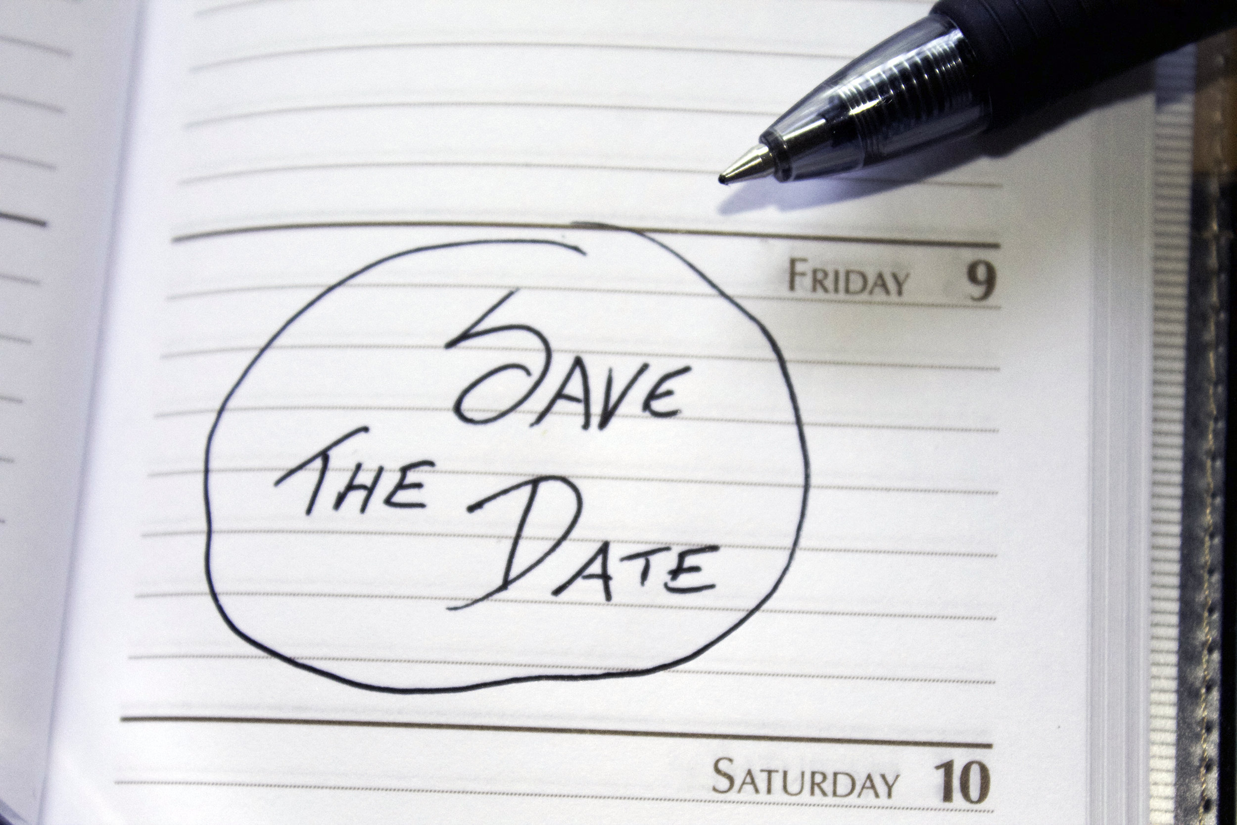 Save the Date marked in a calendar