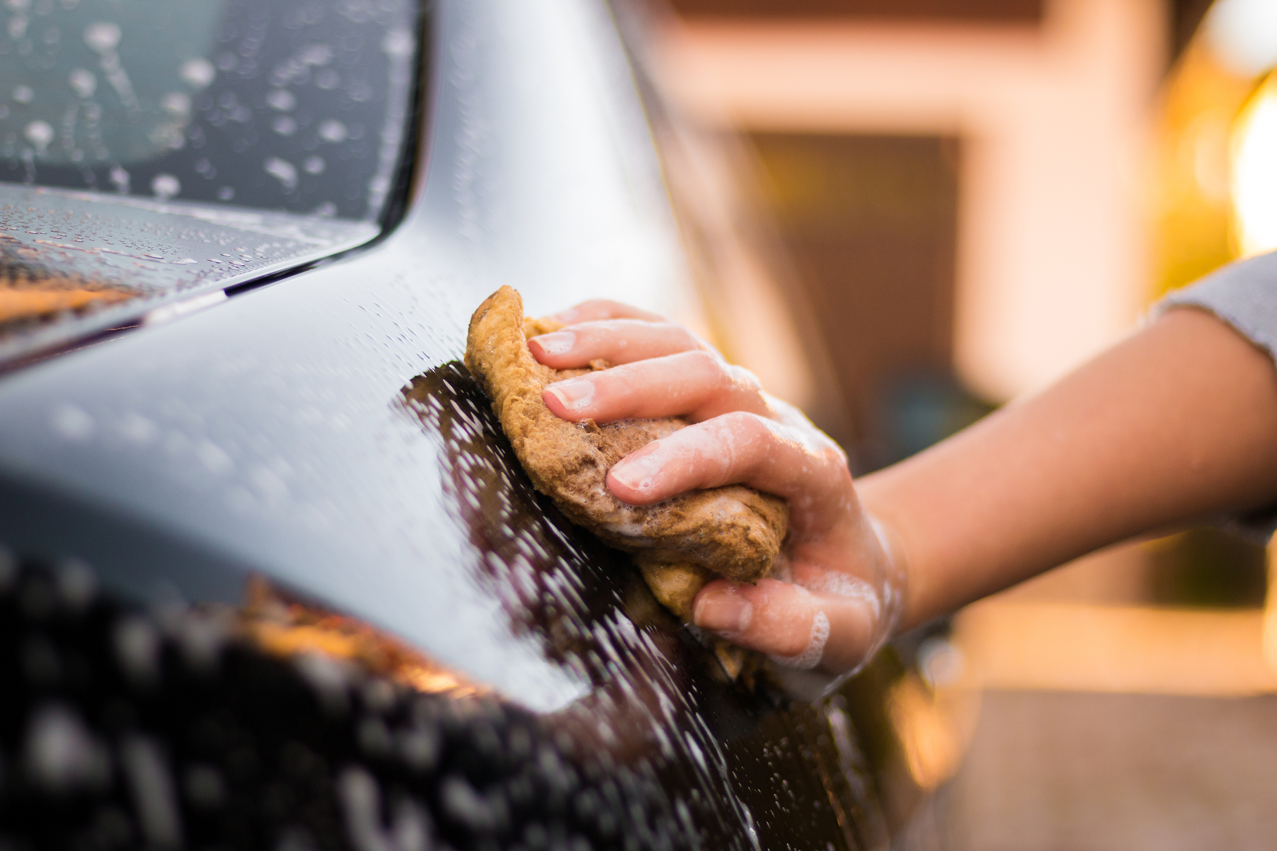 Hand-washing a car