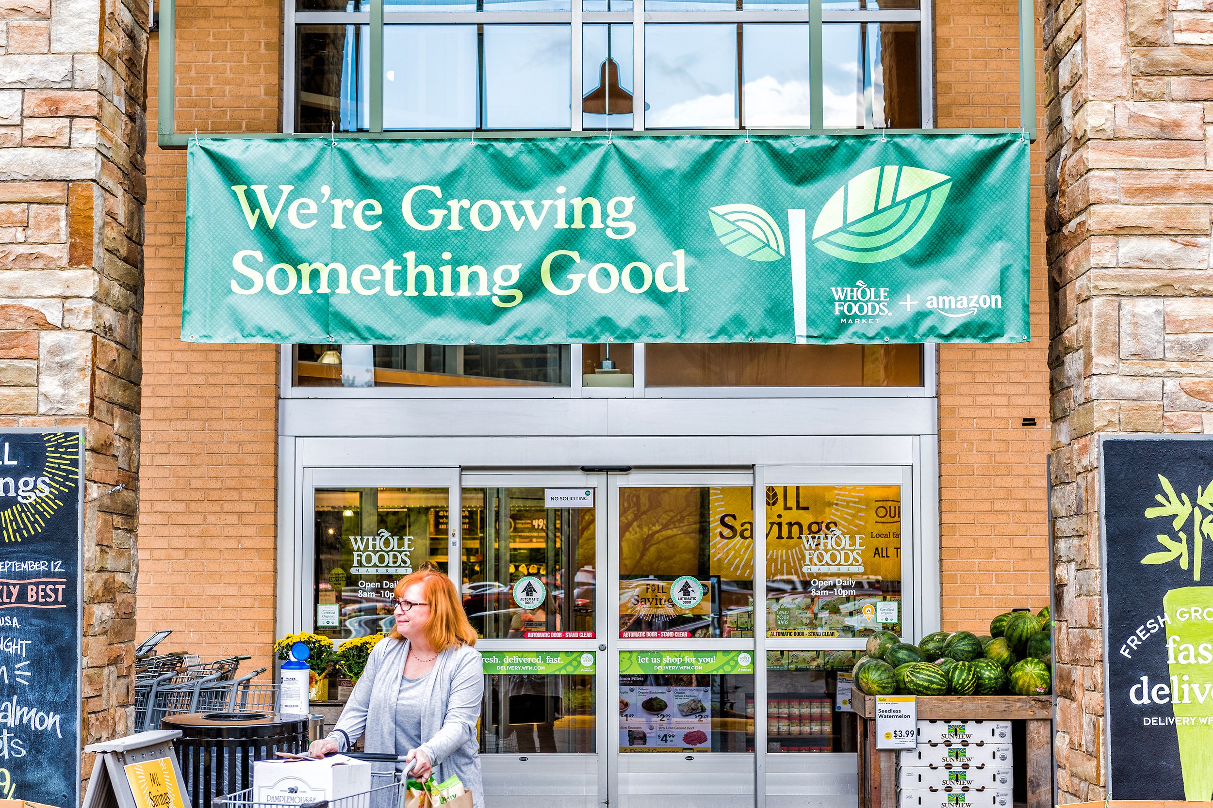 Whole Foods Market in Fairfax, Virginia with Amazon banner