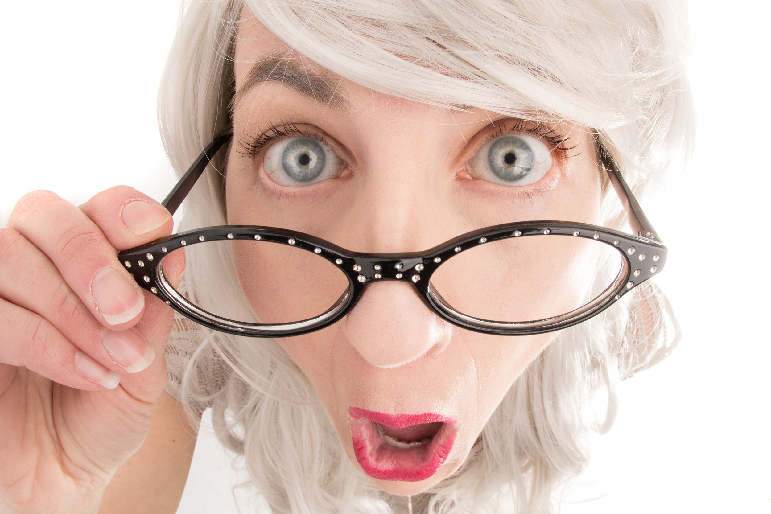 nosy white hair woman