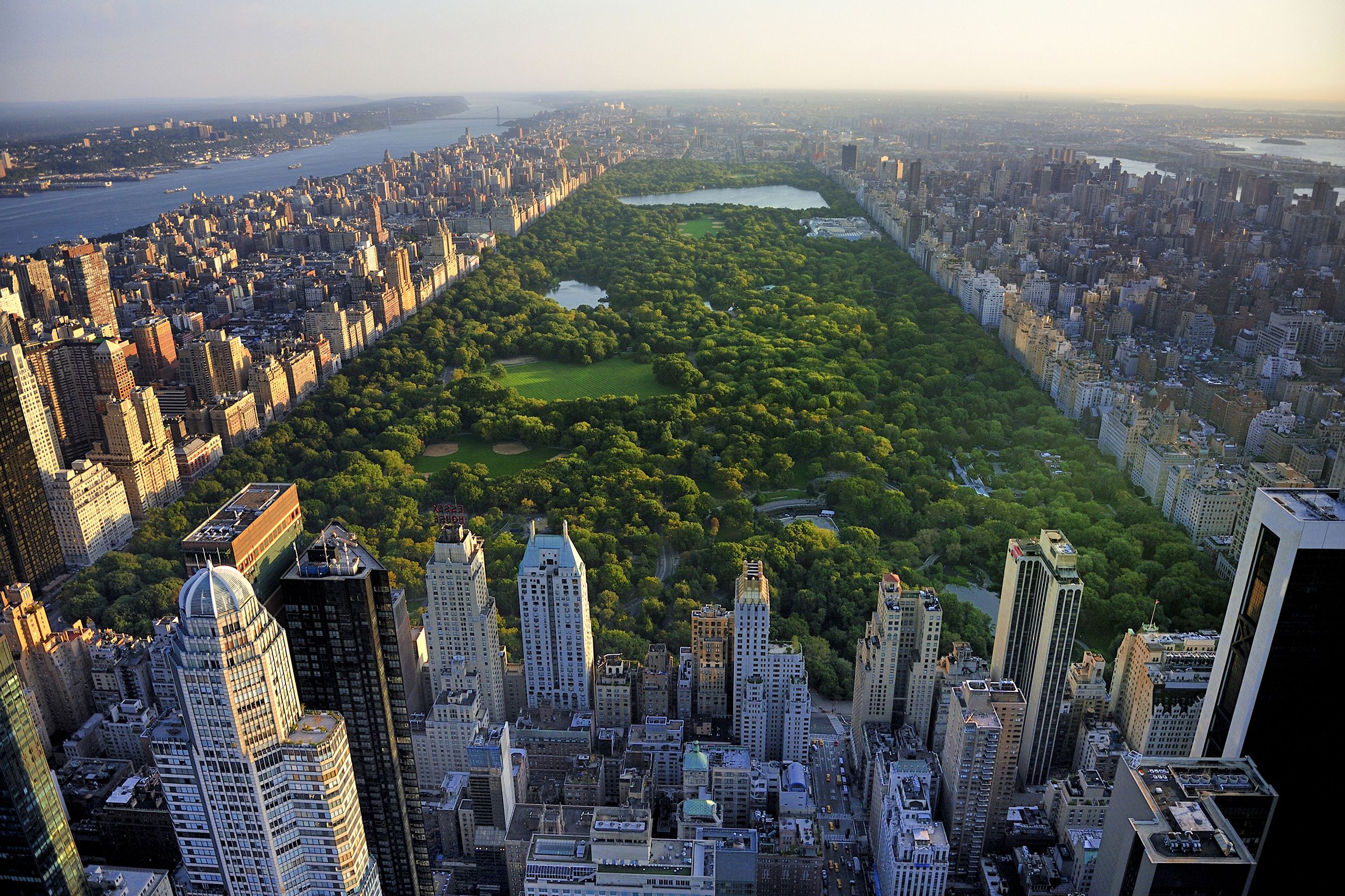 Central Park aerial view from the middle of Manhattan