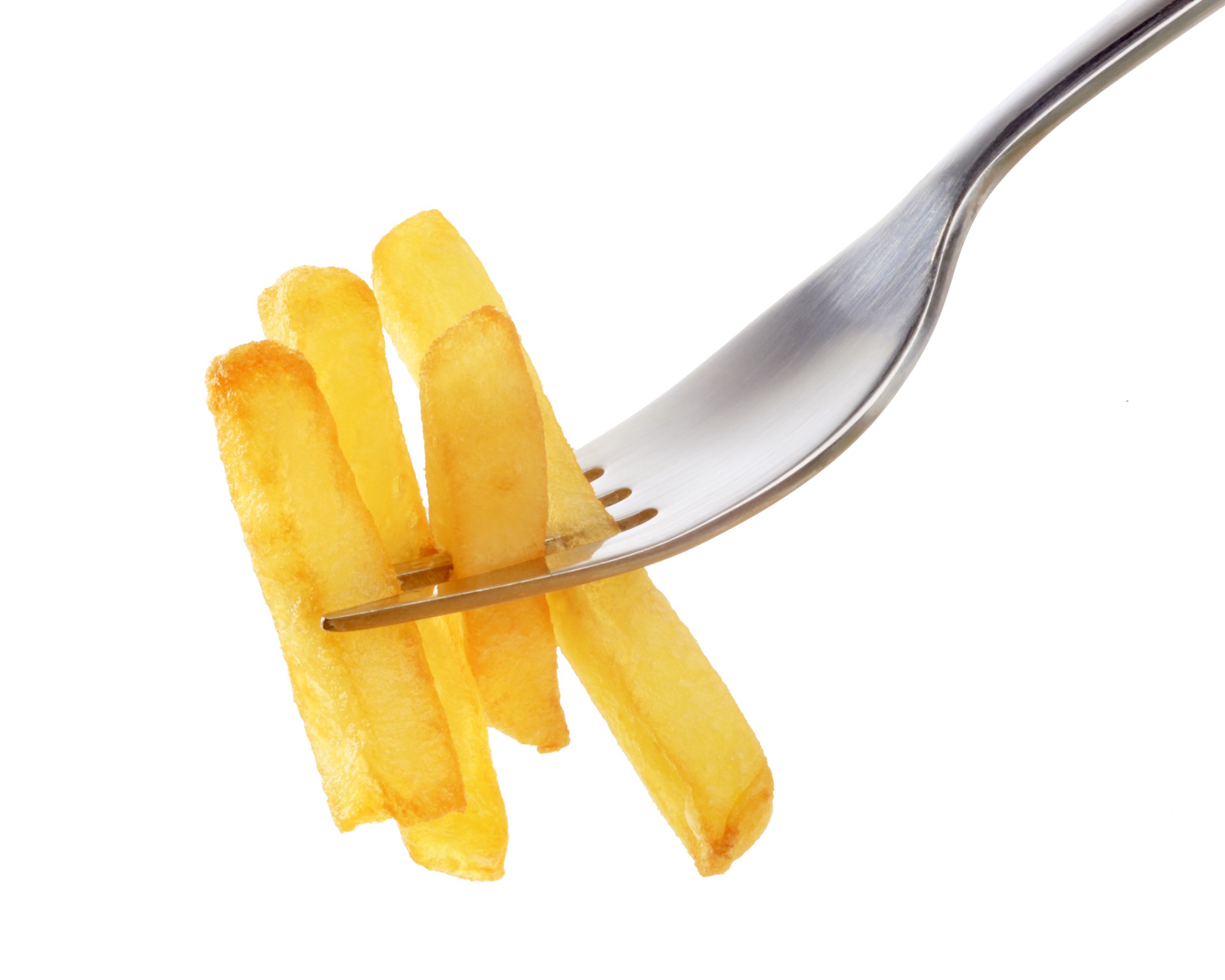French fries on a fork
