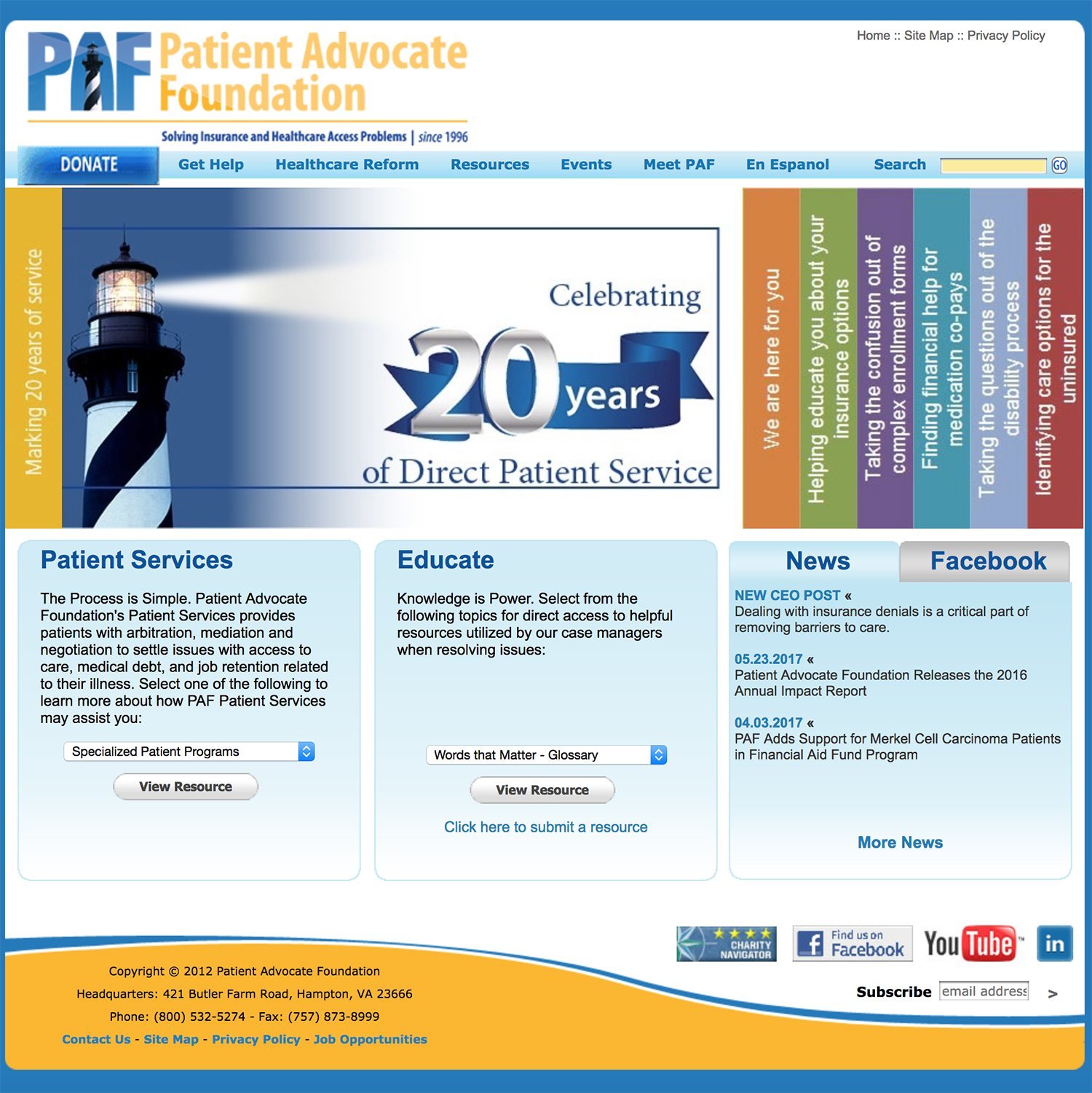 Patient Advocacy Foundation Website