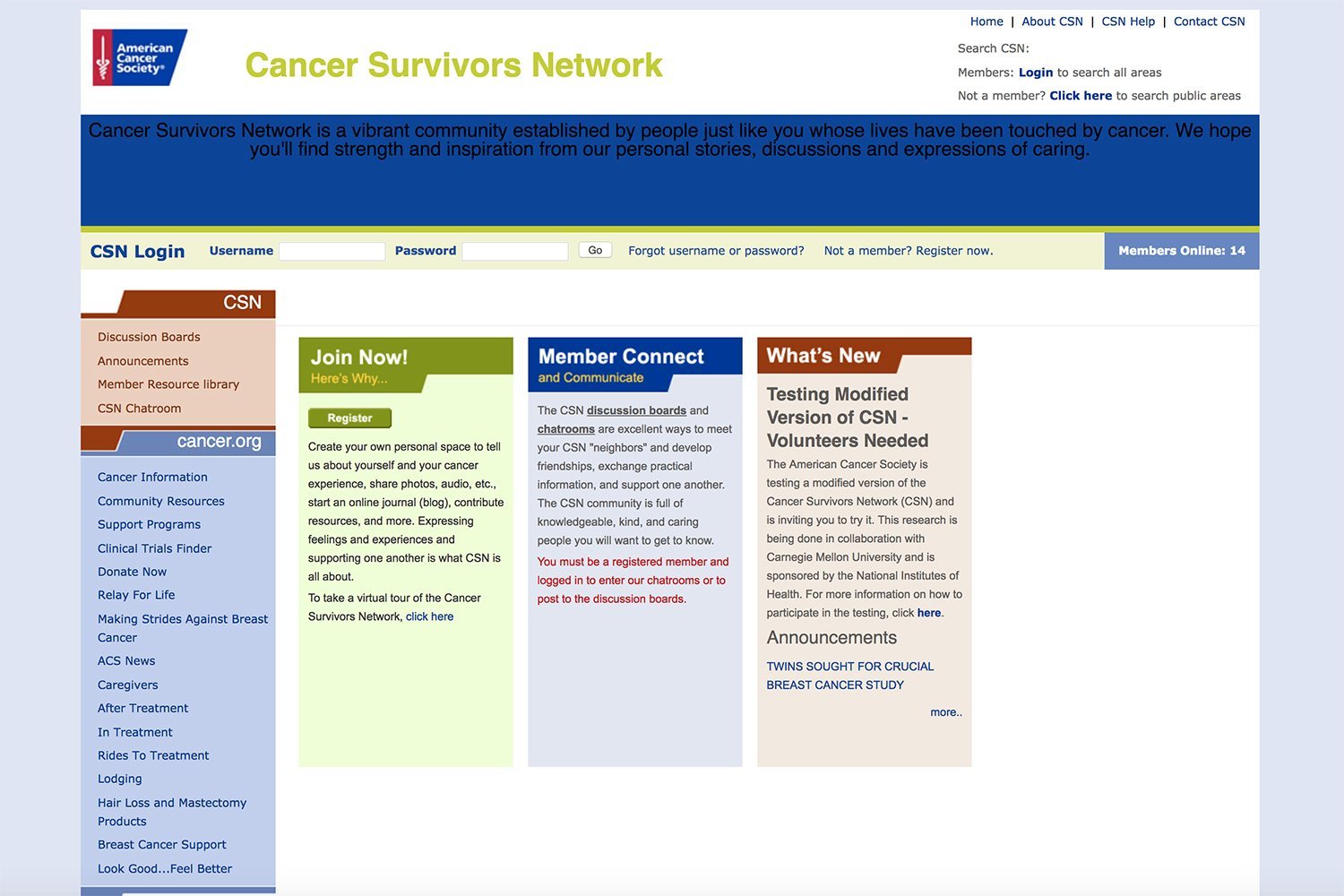 Cancer Survivors Network Website