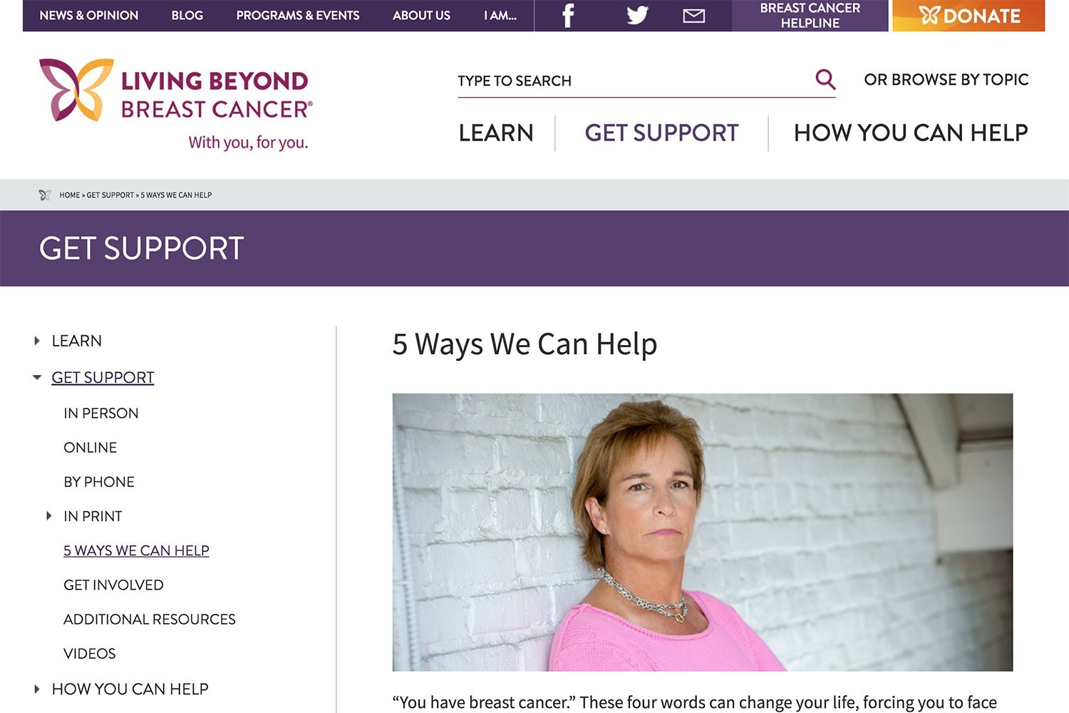 Living Beyond Breast Cancer Website