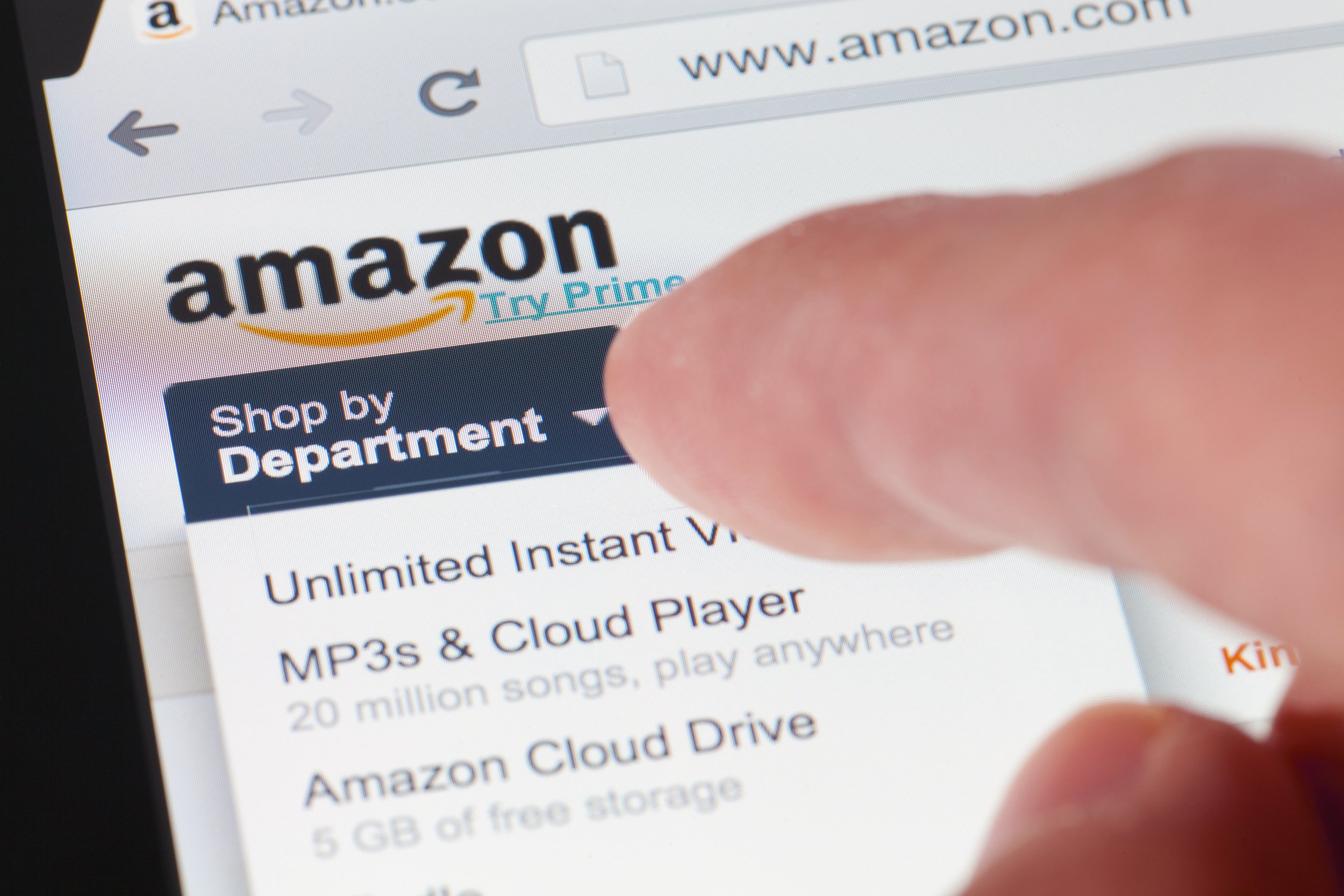 Amazon homepage on mobile phone or tablet