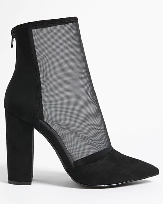 Pointed Mesh Ankle Boots