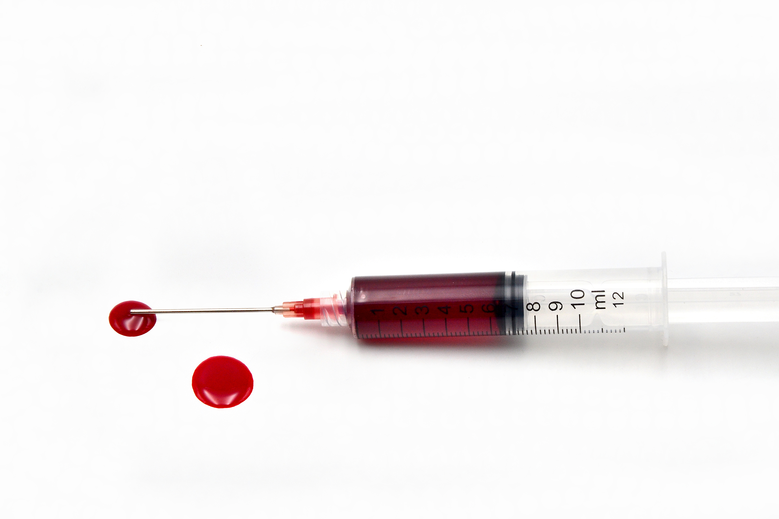 Blood in a syringe