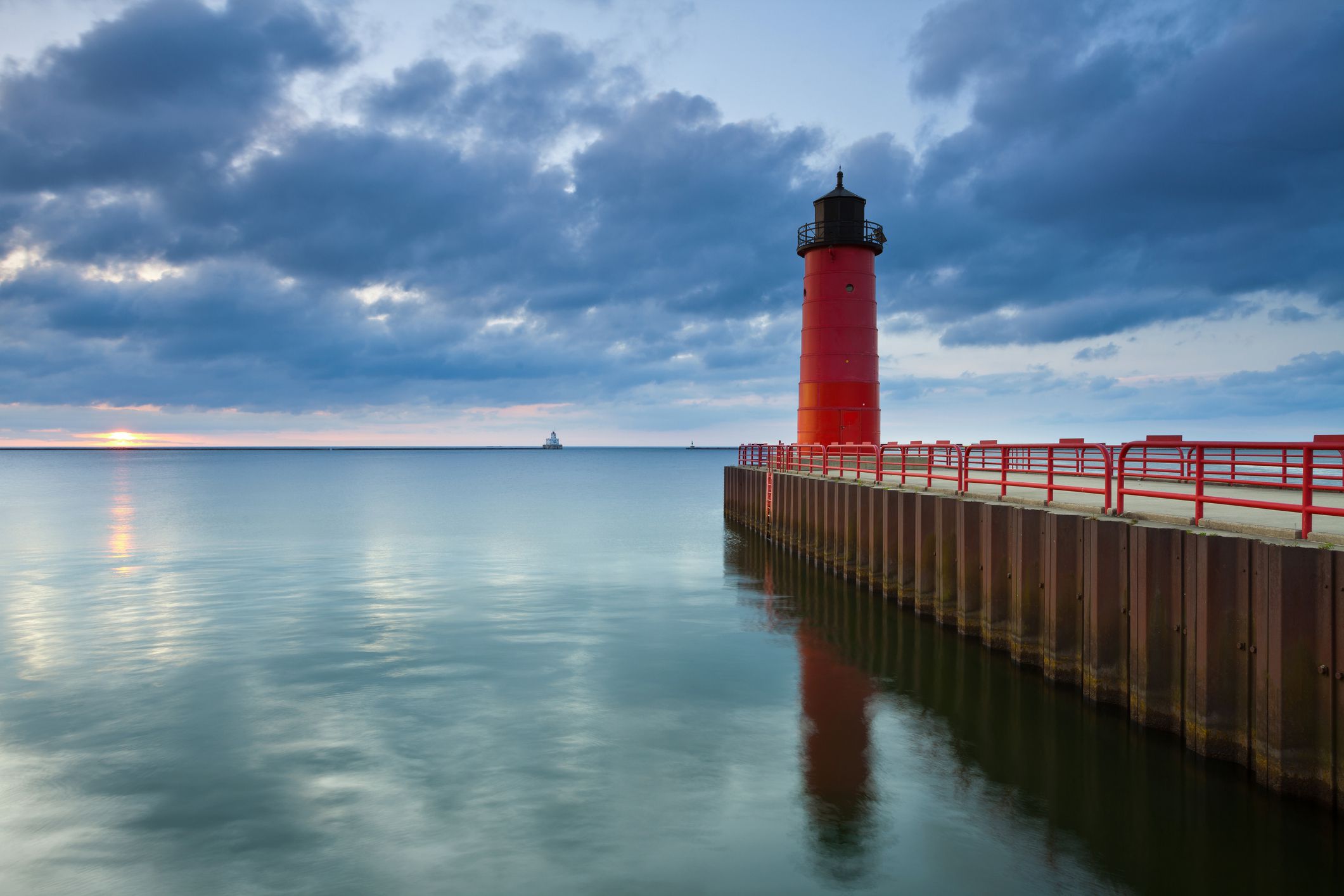 lighthouse on lake in milwaukee
