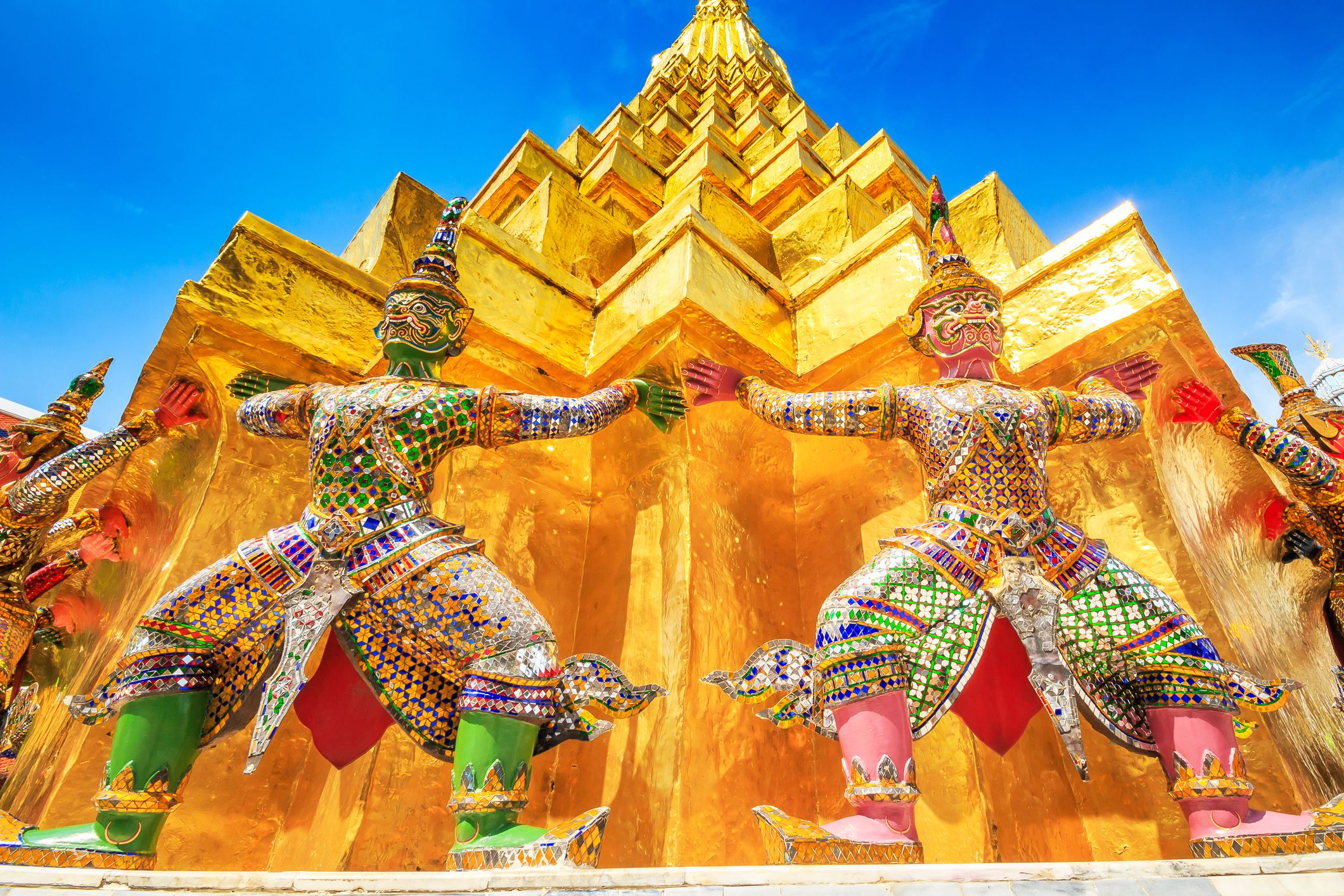 close up of decorations at grand palace in bangkok