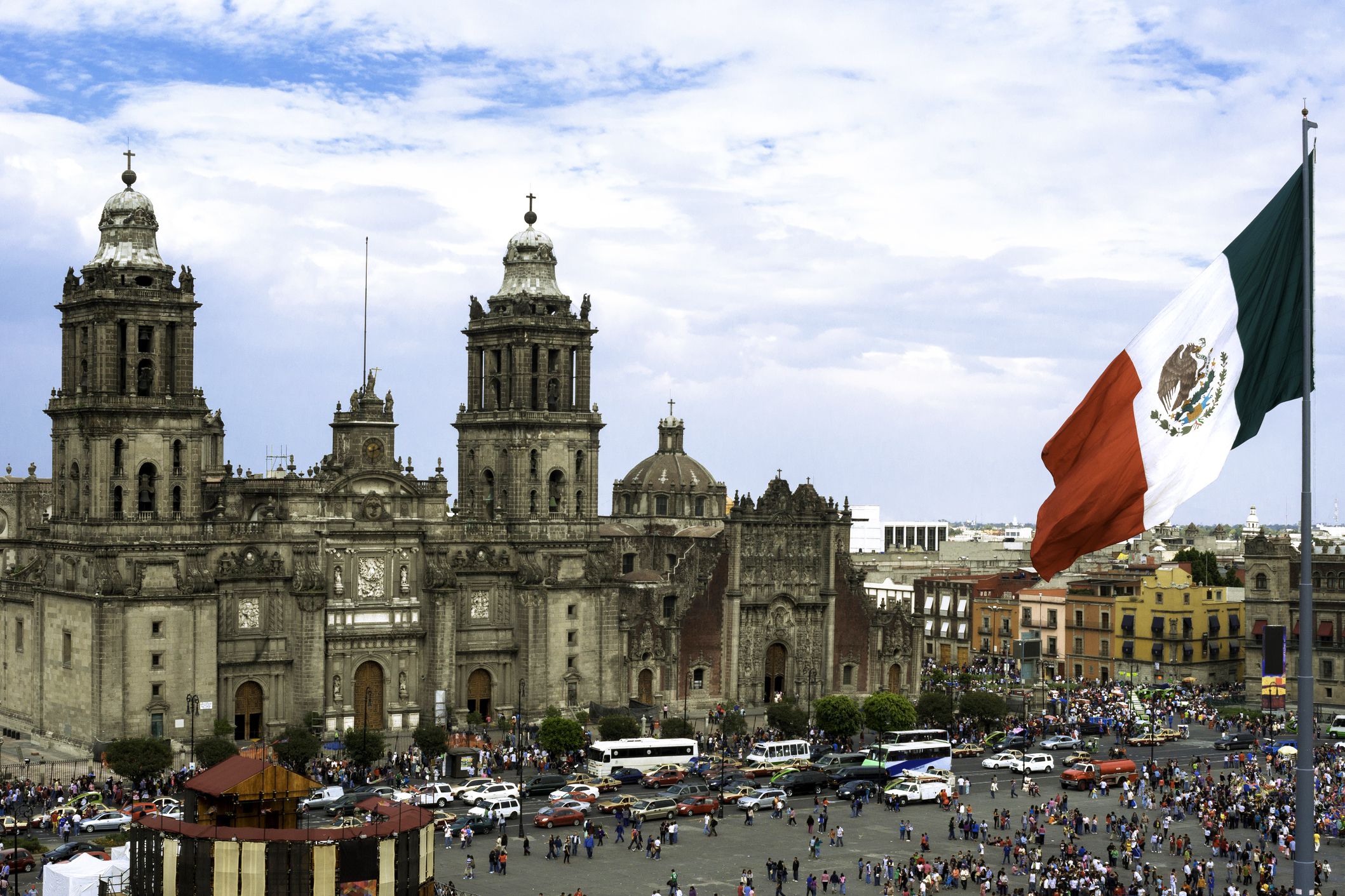 aerial view of zocalo square in mexico city