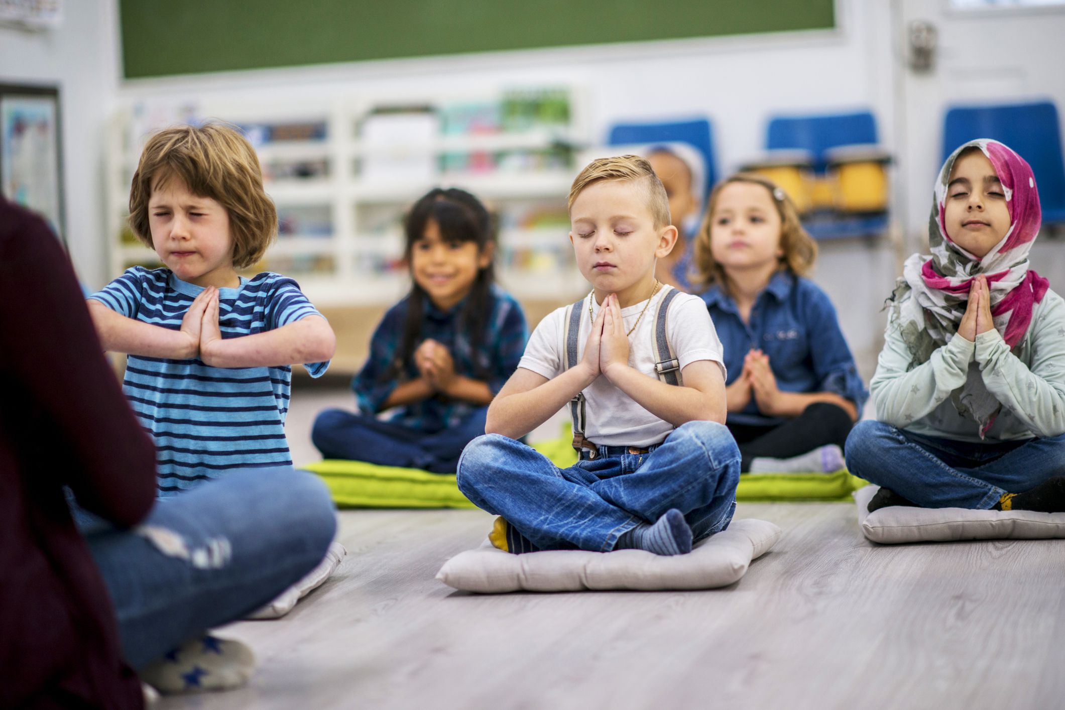 children meditating at school