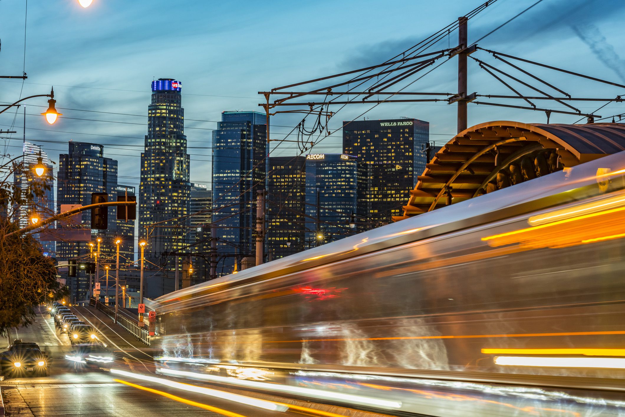 los angeles subway and skyline