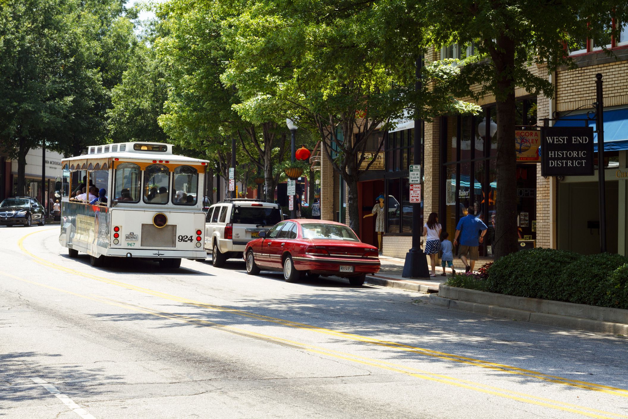 trolley in the historic district of greenville