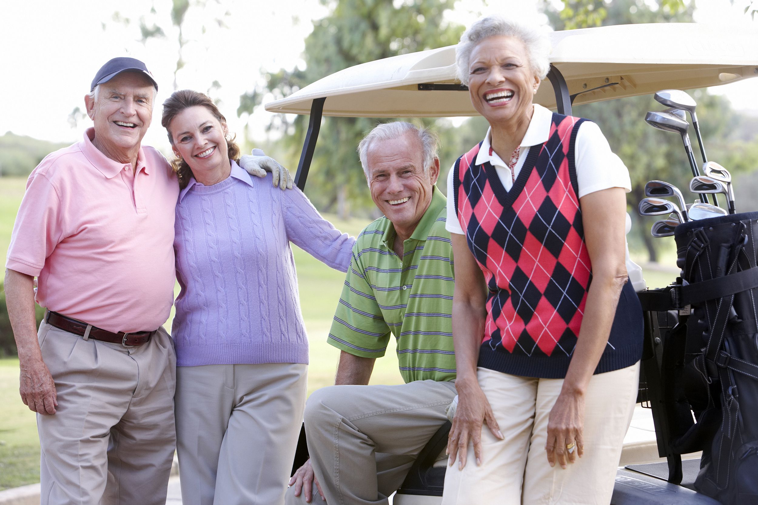 group of friends playing golf
