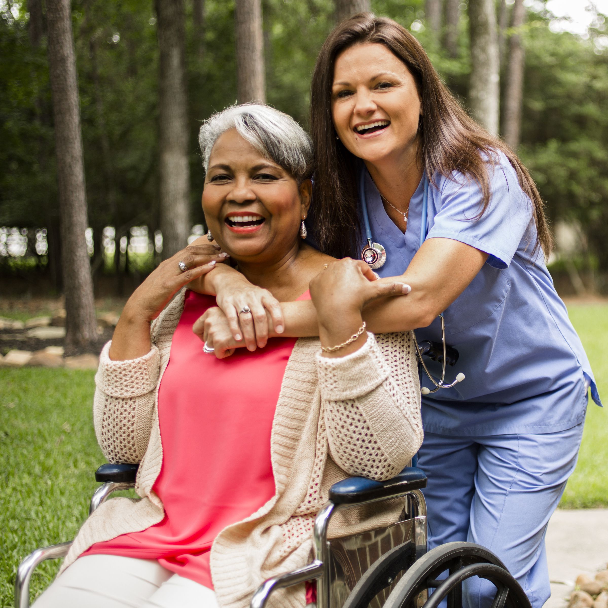 senior adult with home healthcare nurse