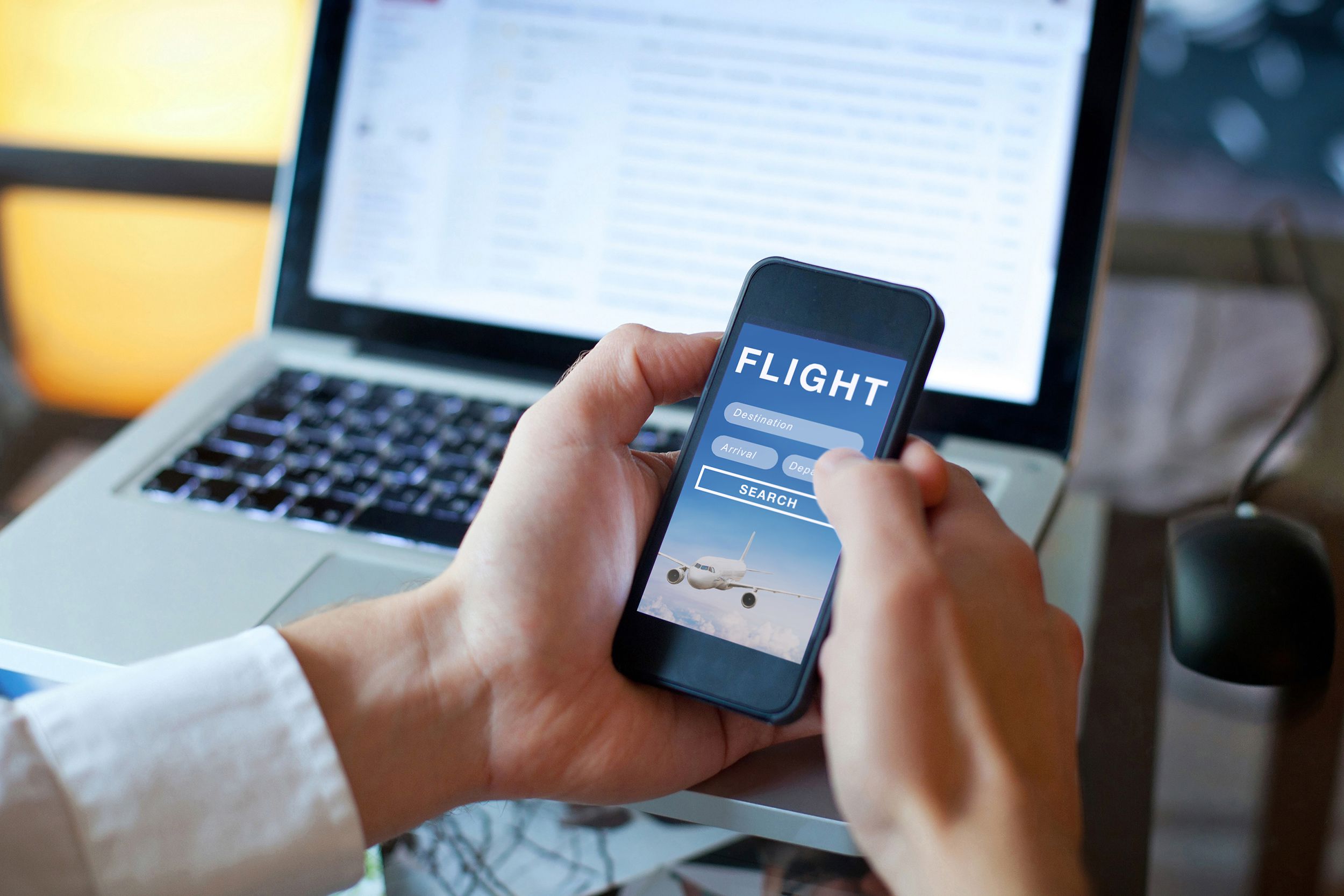 Searching flights on a phone